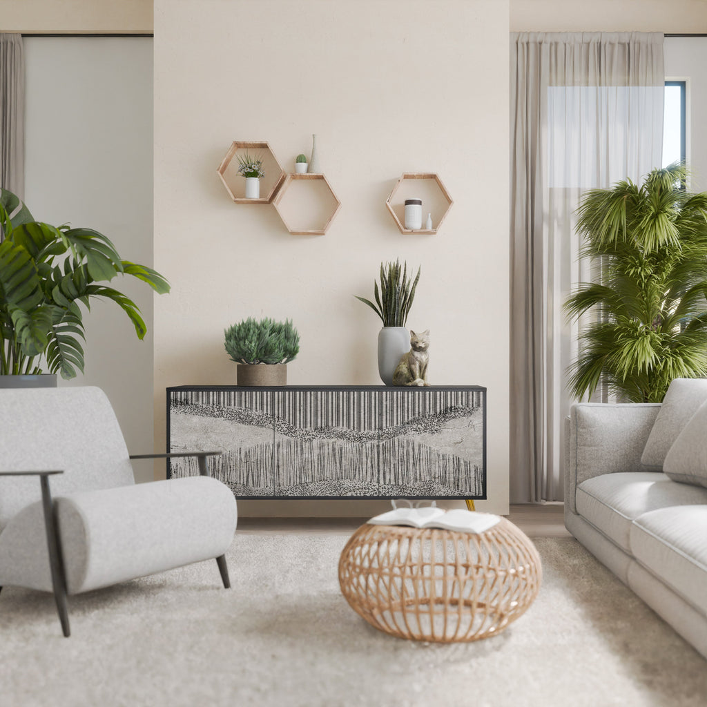 Buffet 3 portes GRAIN LINES finition noire