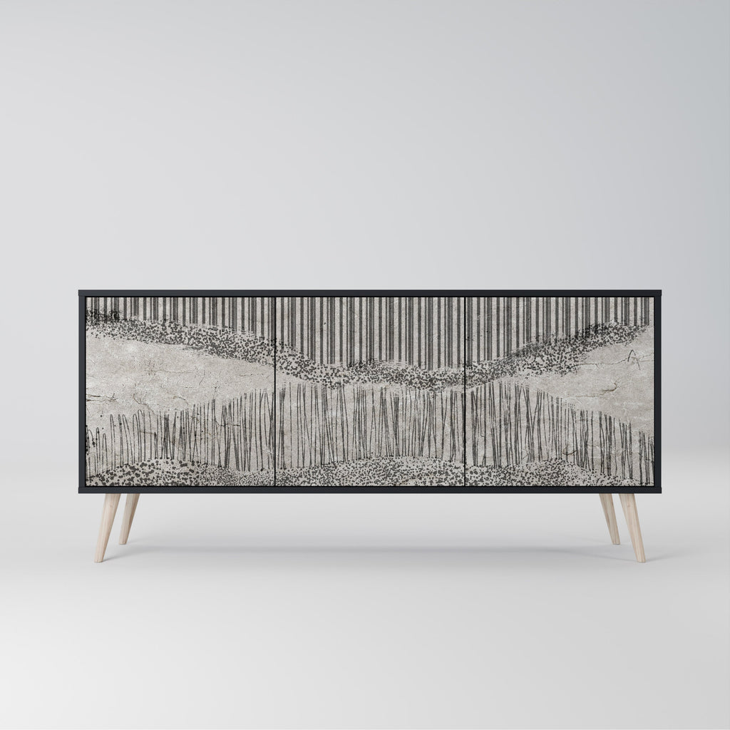 Buffet 3 portes GRAIN LINES finition noire