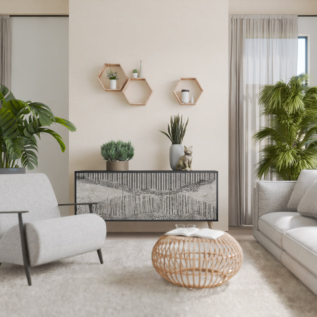 Buffet 3 portes GRAIN LINES finition noire