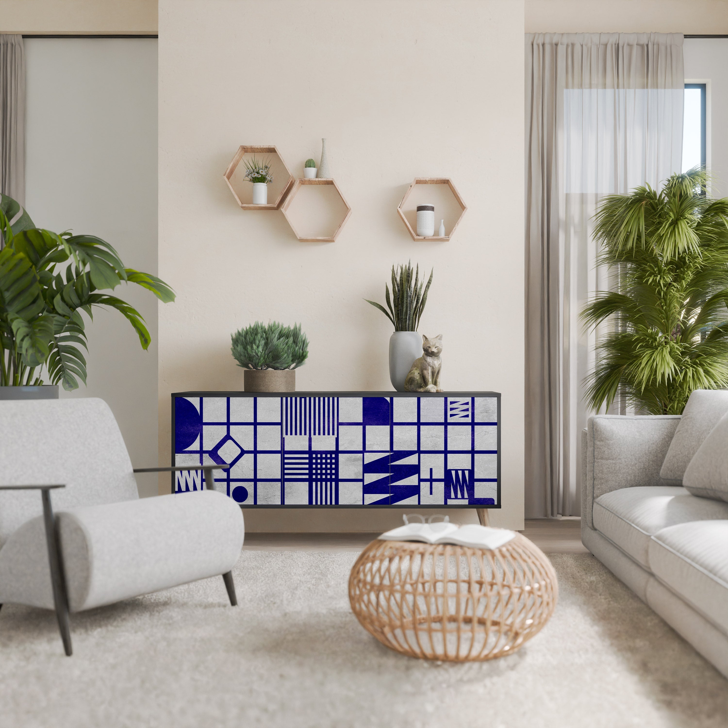 Buffet 3 portes THE RIGHT PLACES en finition noire