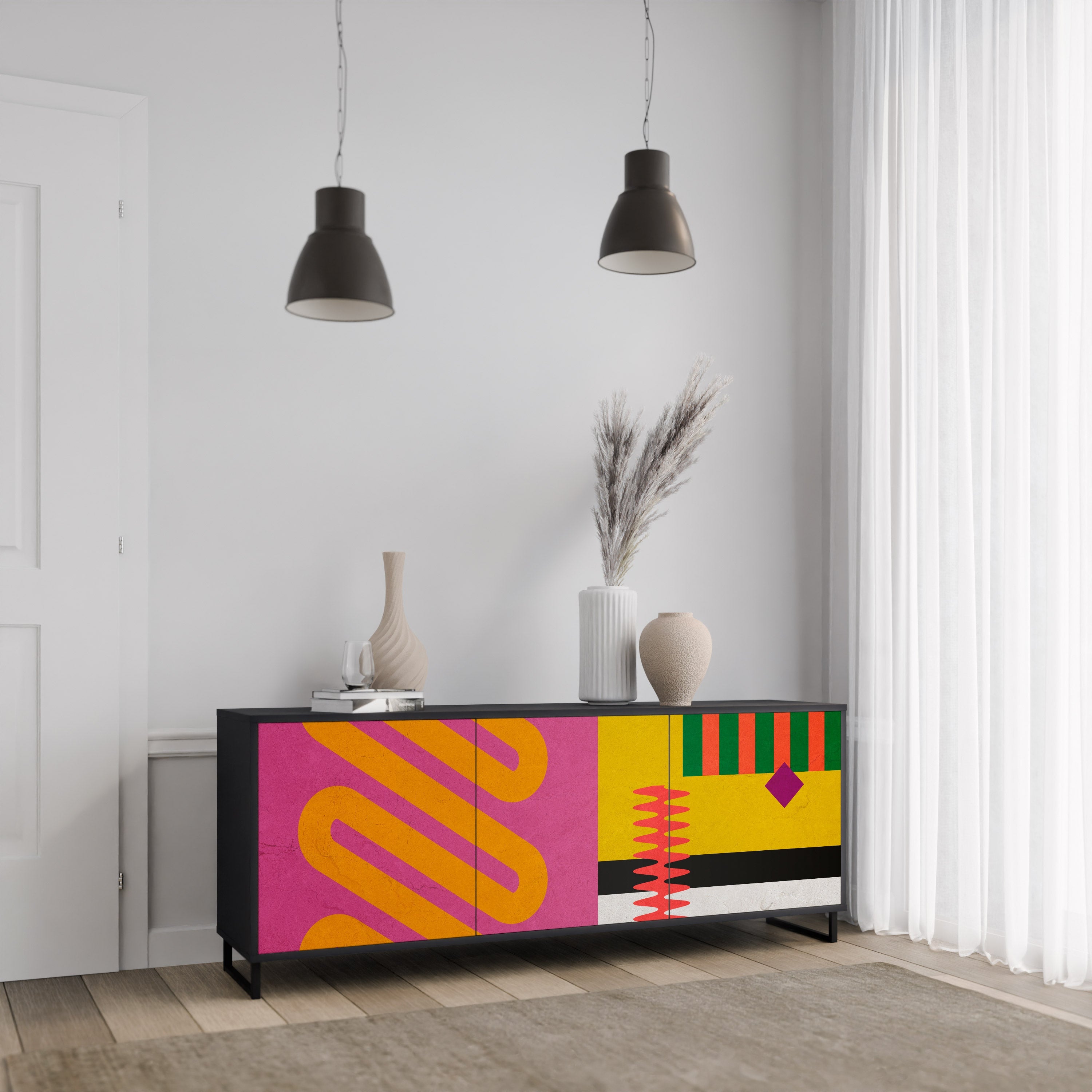 Buffet 3 portes VIVID ART finition noire