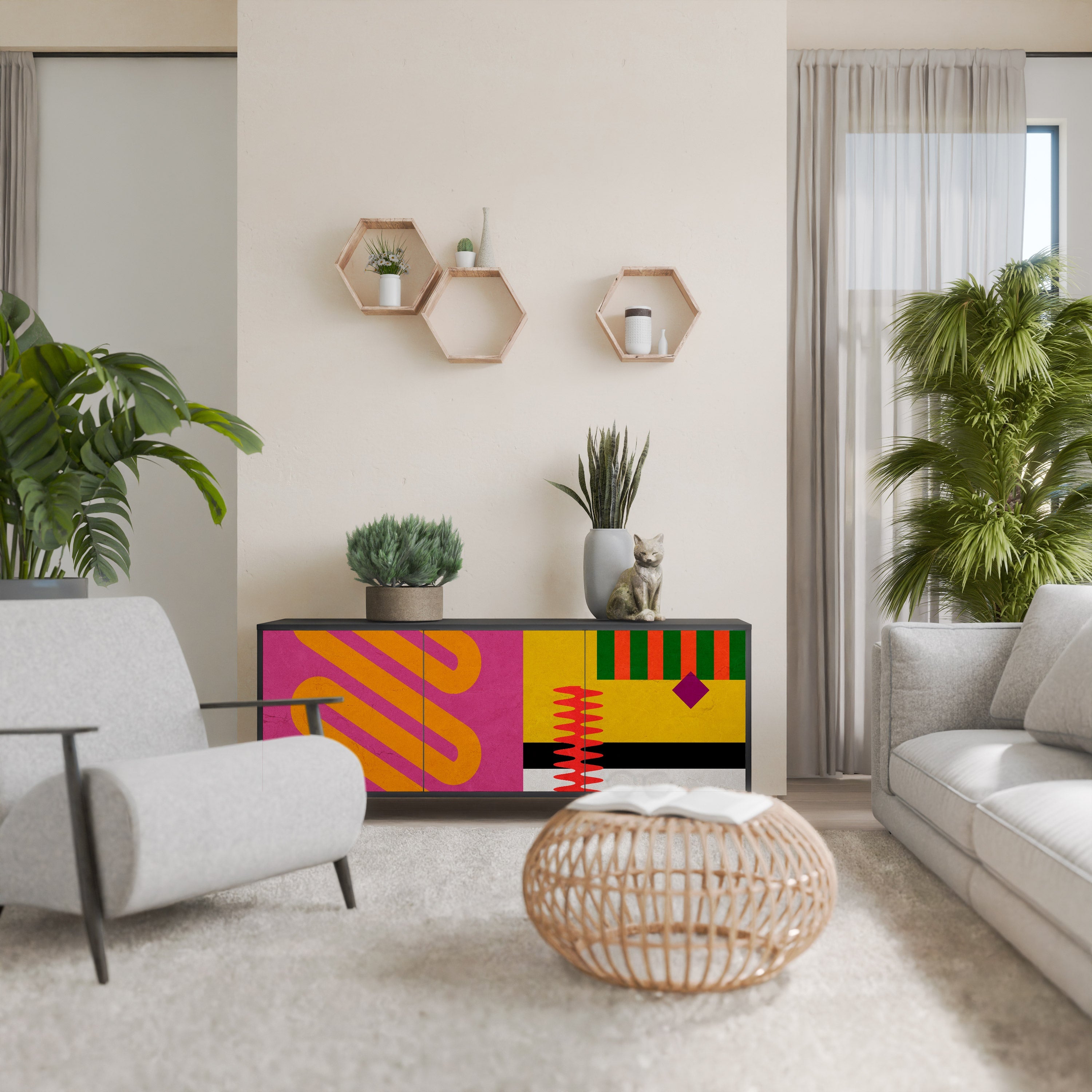 Buffet 3 portes VIVID ART finition noire