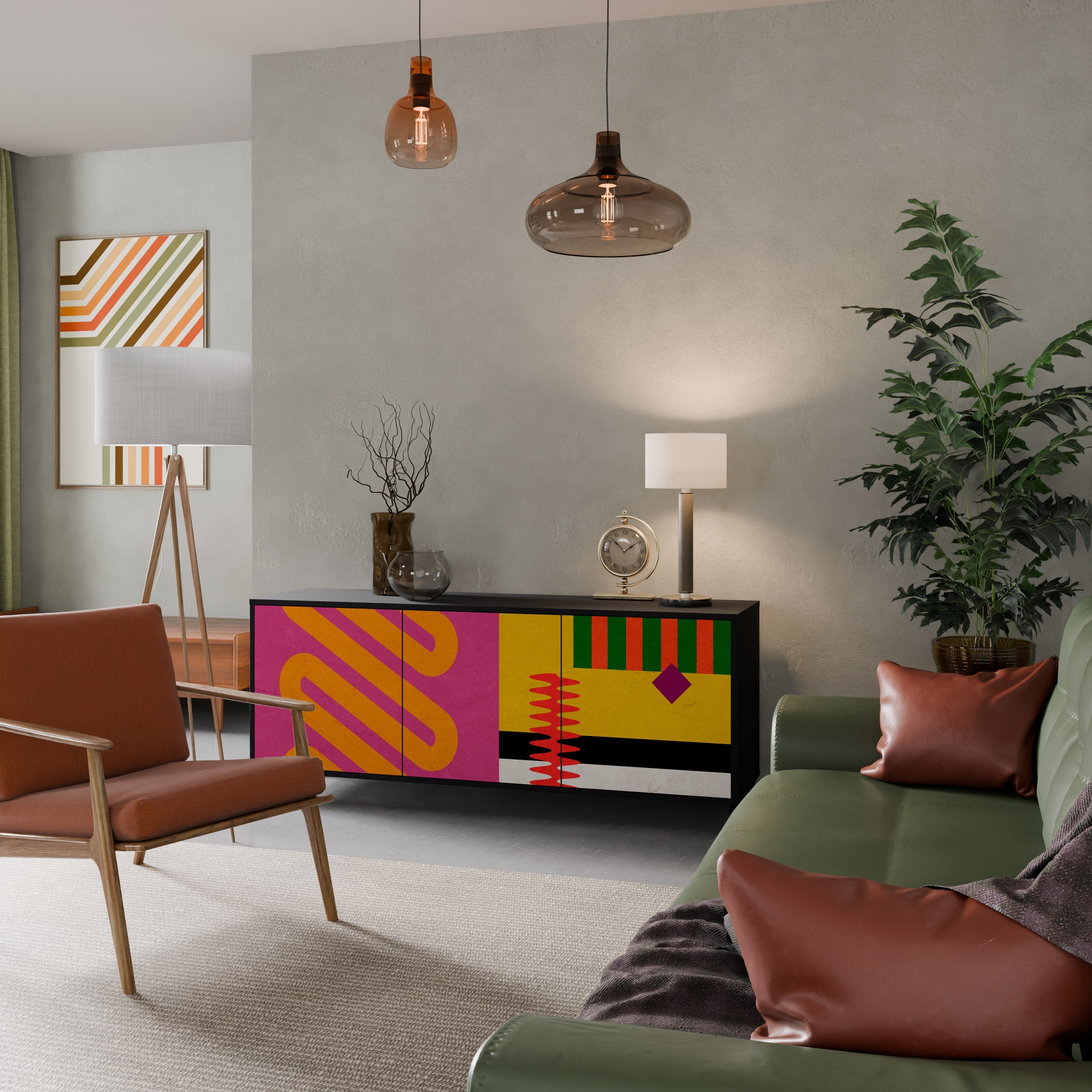 Buffet 3 portes VIVID ART finition noire