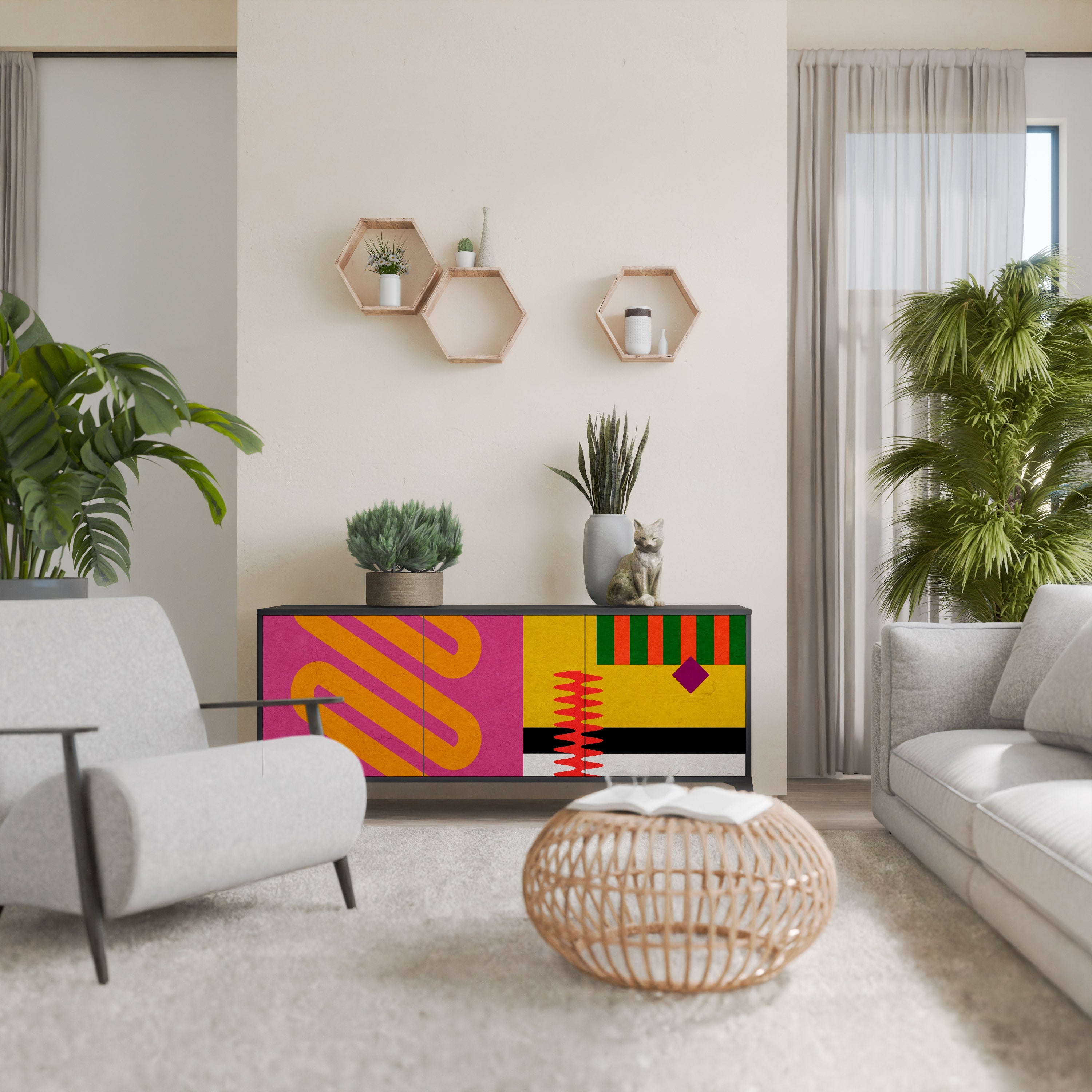 Buffet 3 portes VIVID ART finition noire