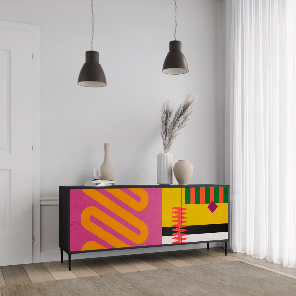 Buffet 3 portes VIVID ART finition noire