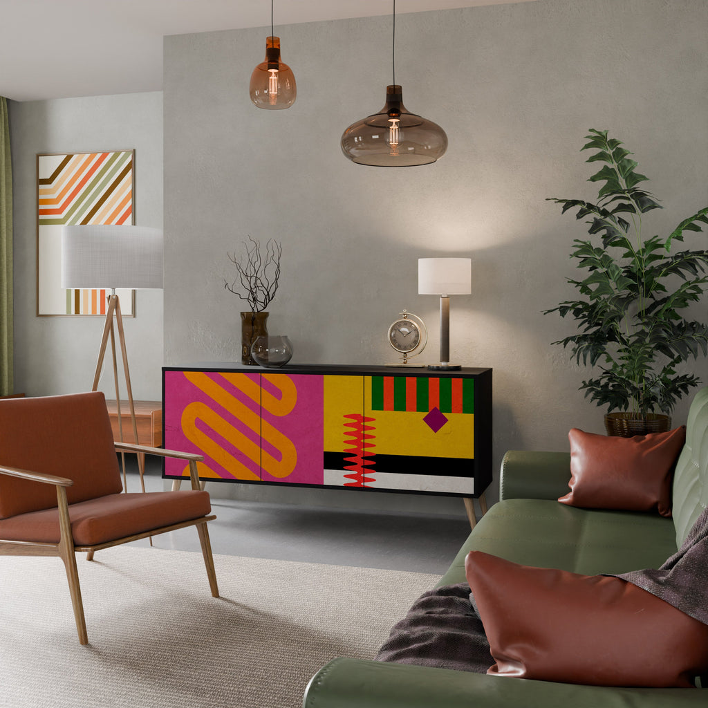 Buffet 3 portes VIVID ART finition noire