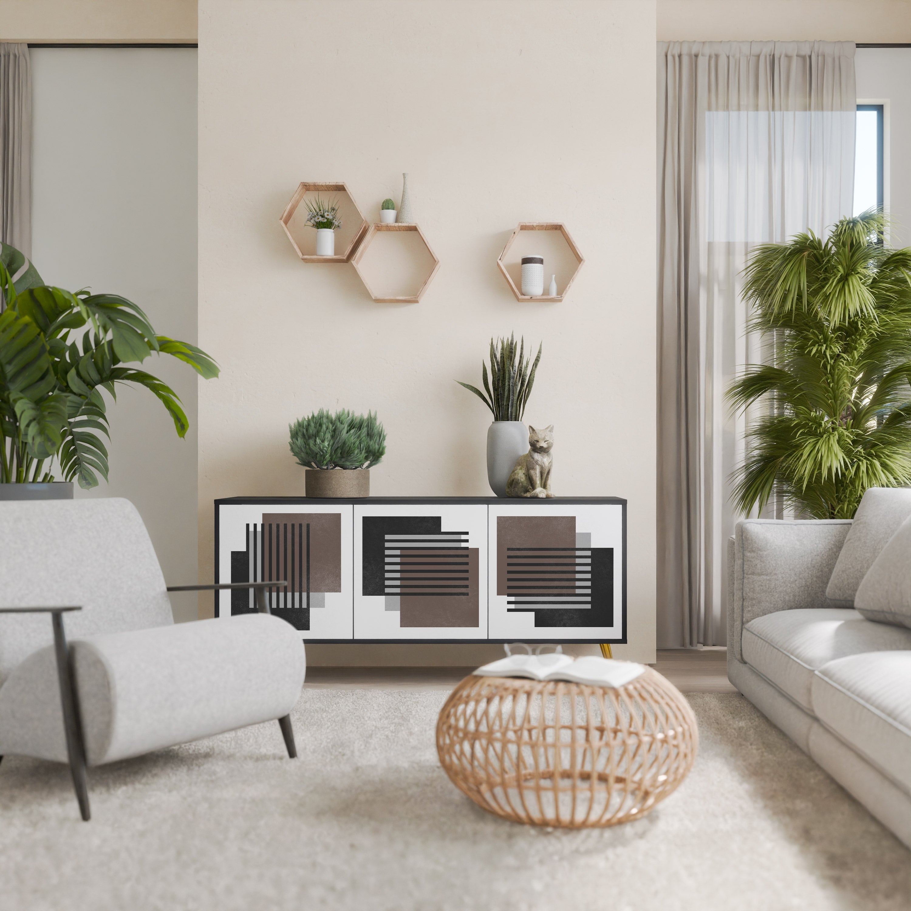 Buffet 3 portes SHADOW SYNCHRONY finition noire