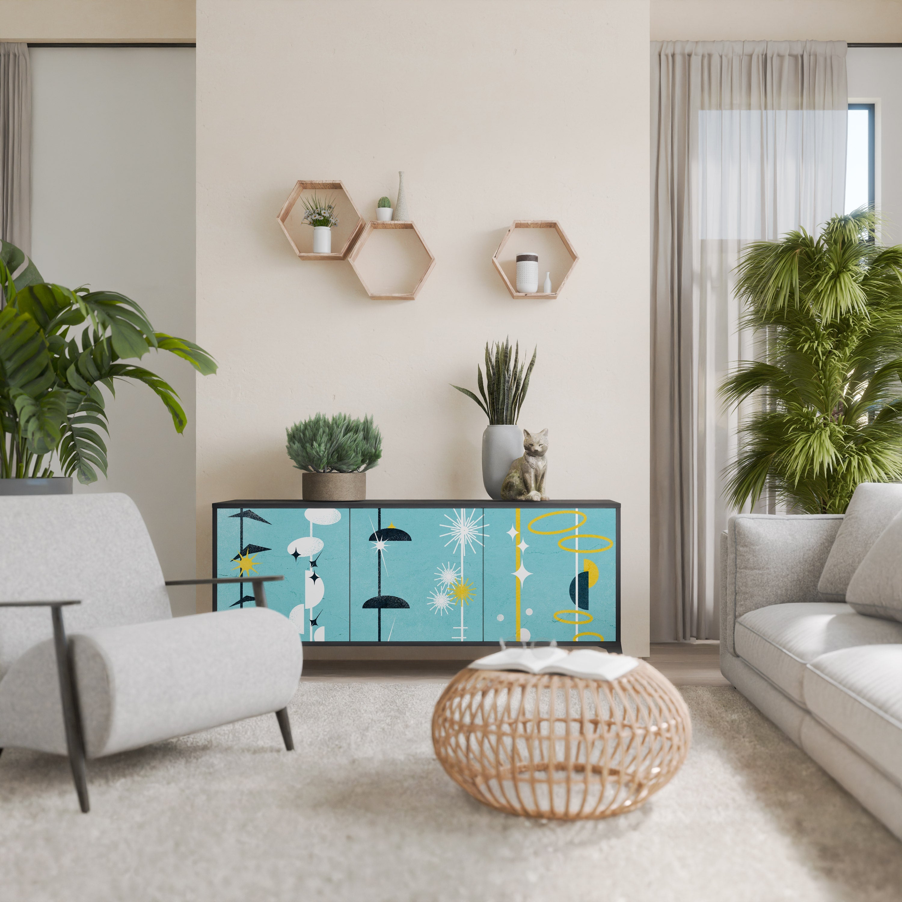 Buffet 3 portes PATHS TO HAPPINESS finition noire