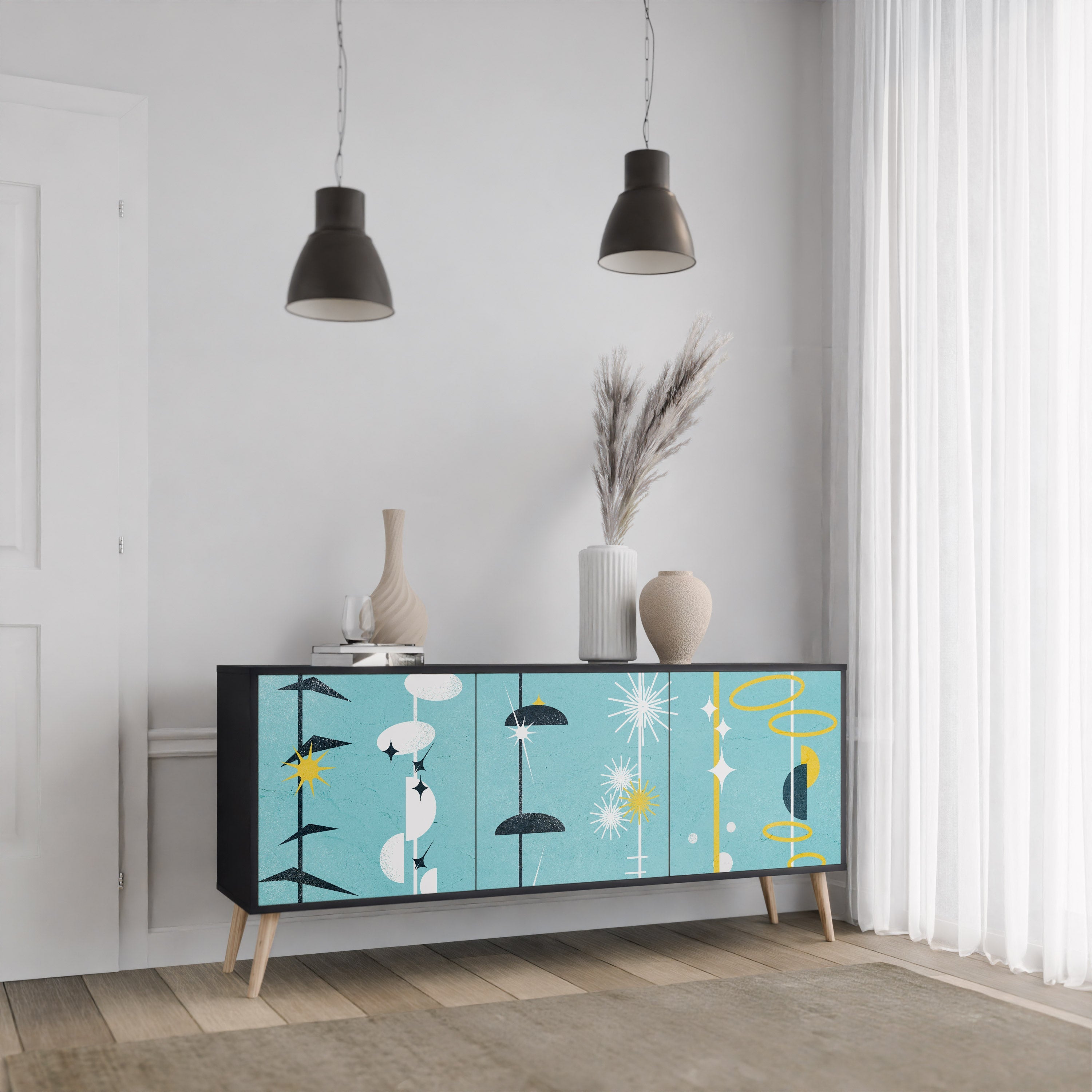 Buffet 3 portes PATHS TO HAPPINESS finition noire