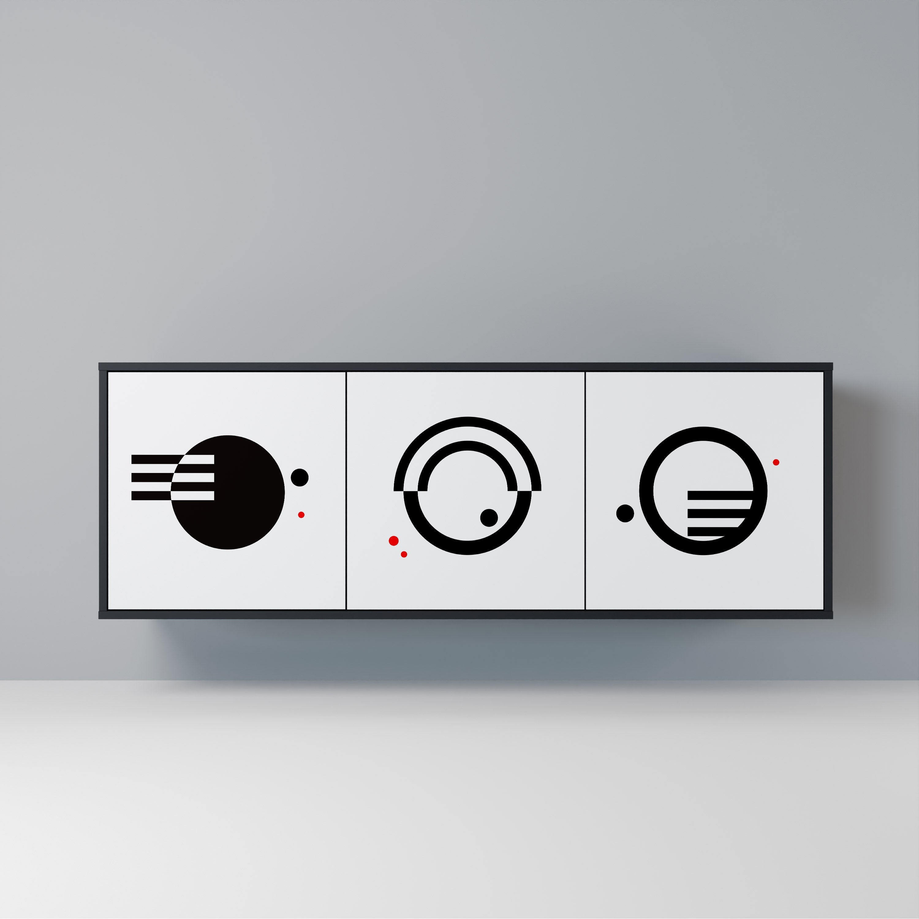 Buffet 3 portes noir et blanc combiné, finition noire