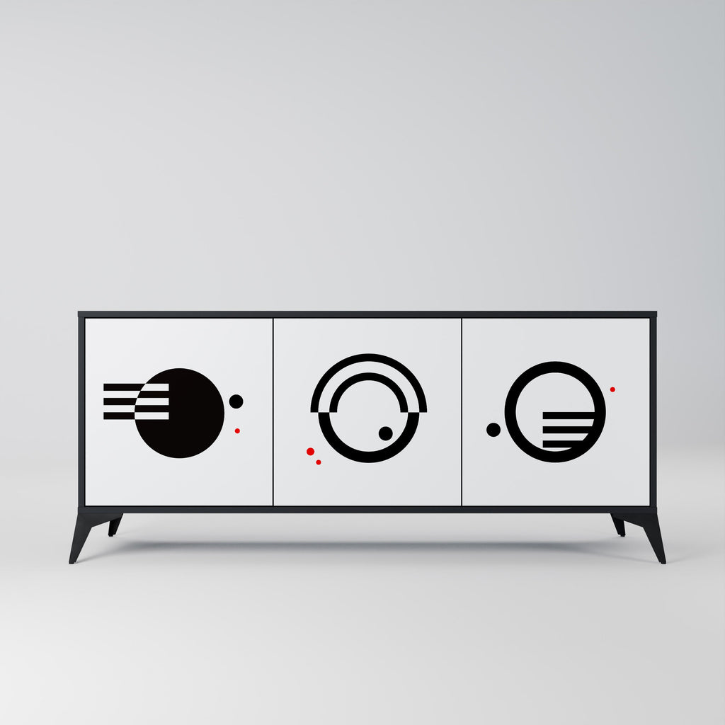 Buffet 3 portes noir et blanc combiné, finition noire