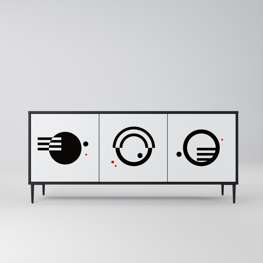 Buffet 3 portes noir et blanc combiné, finition noire