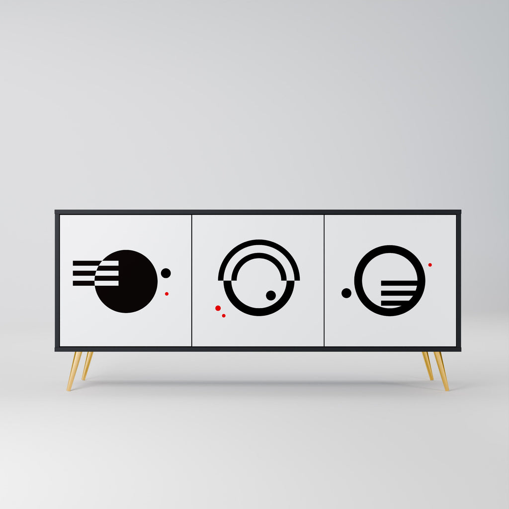 Buffet 3 portes noir et blanc combiné, finition noire