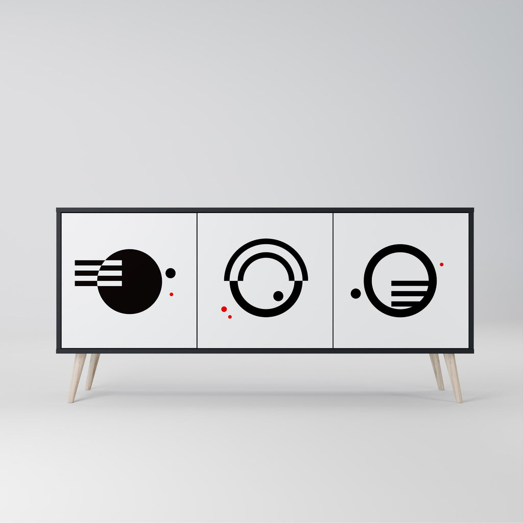 Buffet 3 portes noir et blanc combiné, finition noire