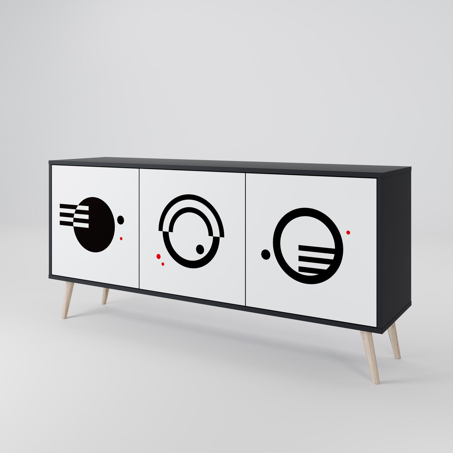BLACK AND WHITE COMBINATION 3-Door Sideboard