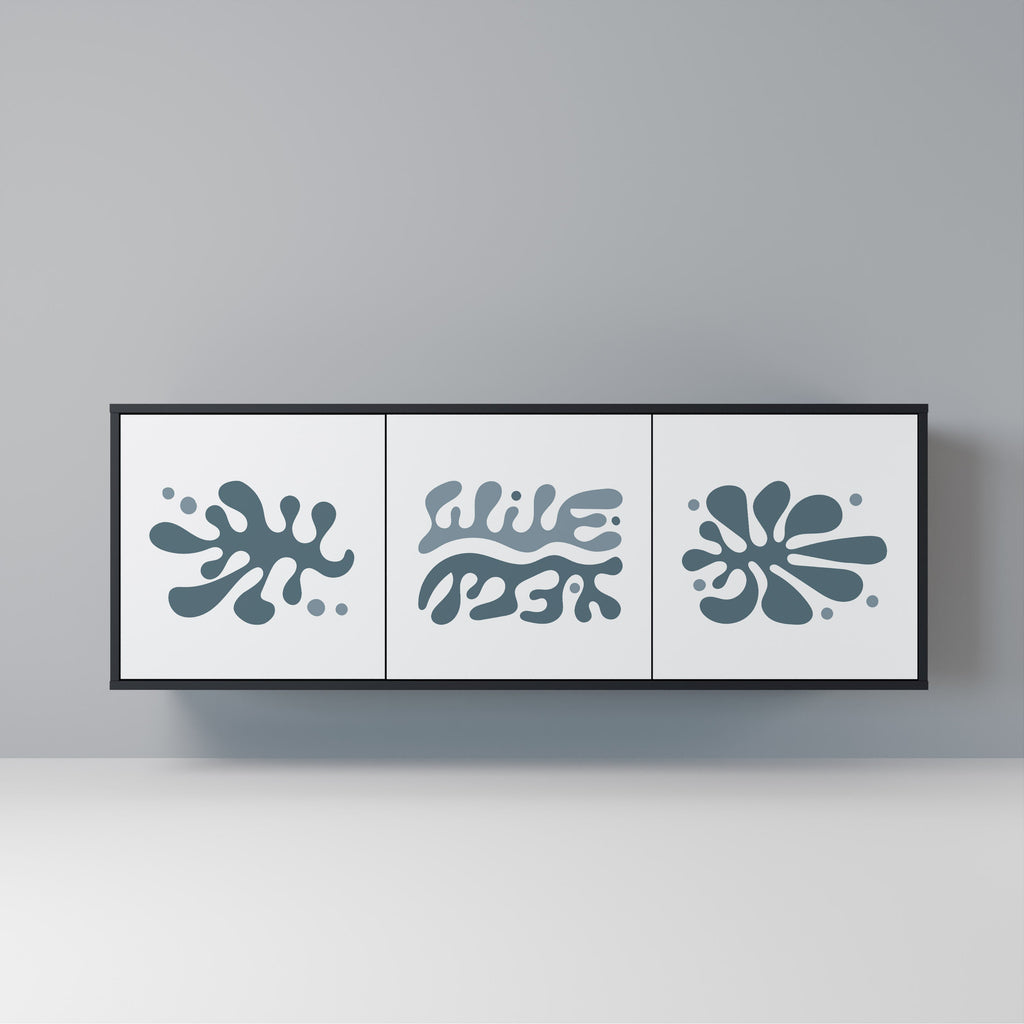 Buffet 3 portes WONDERLAND VEGETATION en finition noire