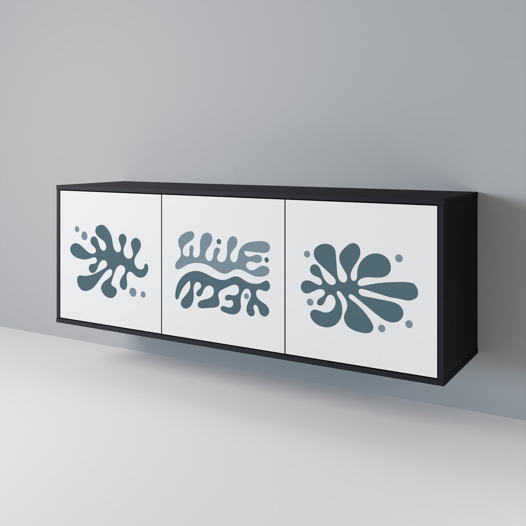 Buffet 3 portes WONDERLAND VEGETATION en finition noire