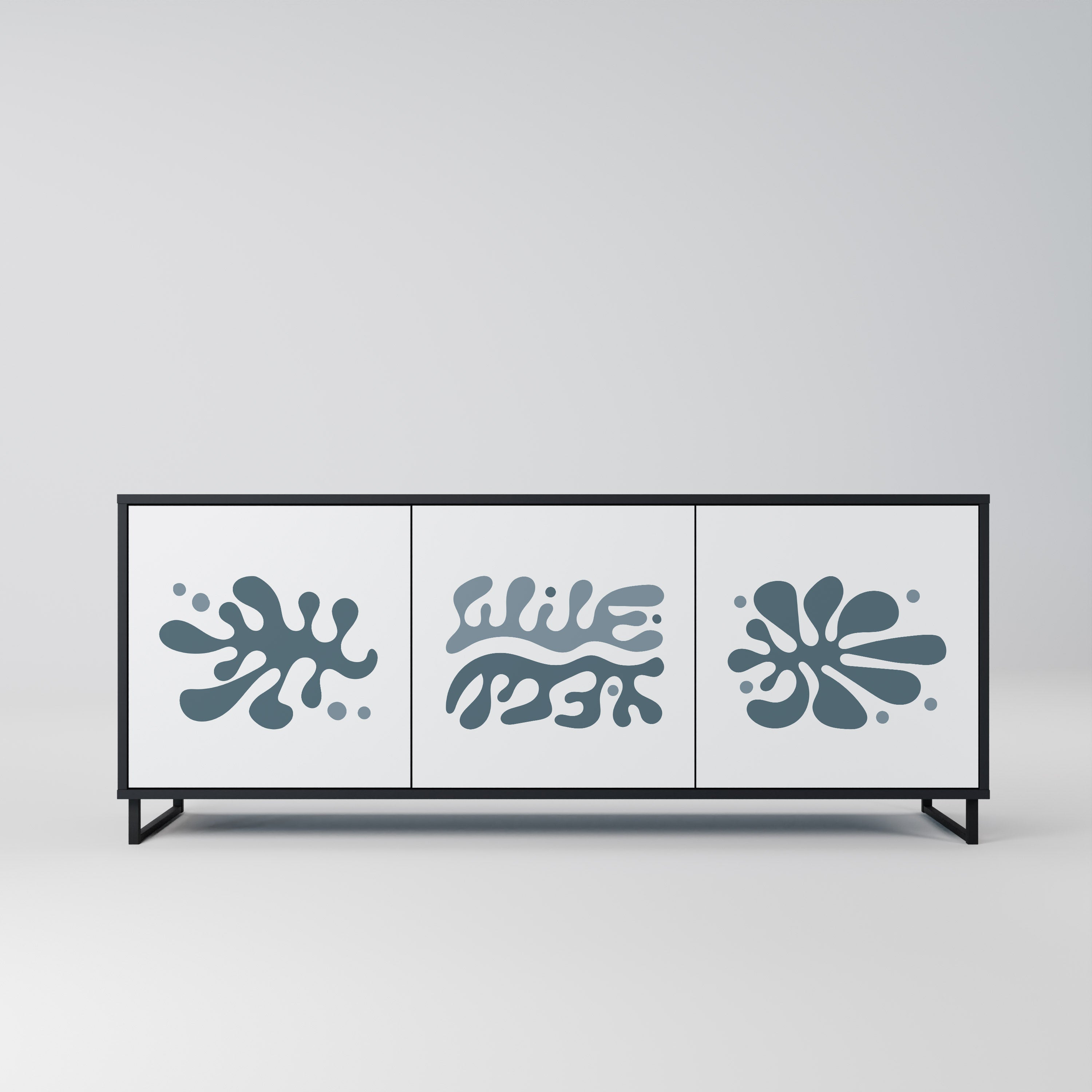 Buffet 3 portes WONDERLAND VEGETATION en finition noire