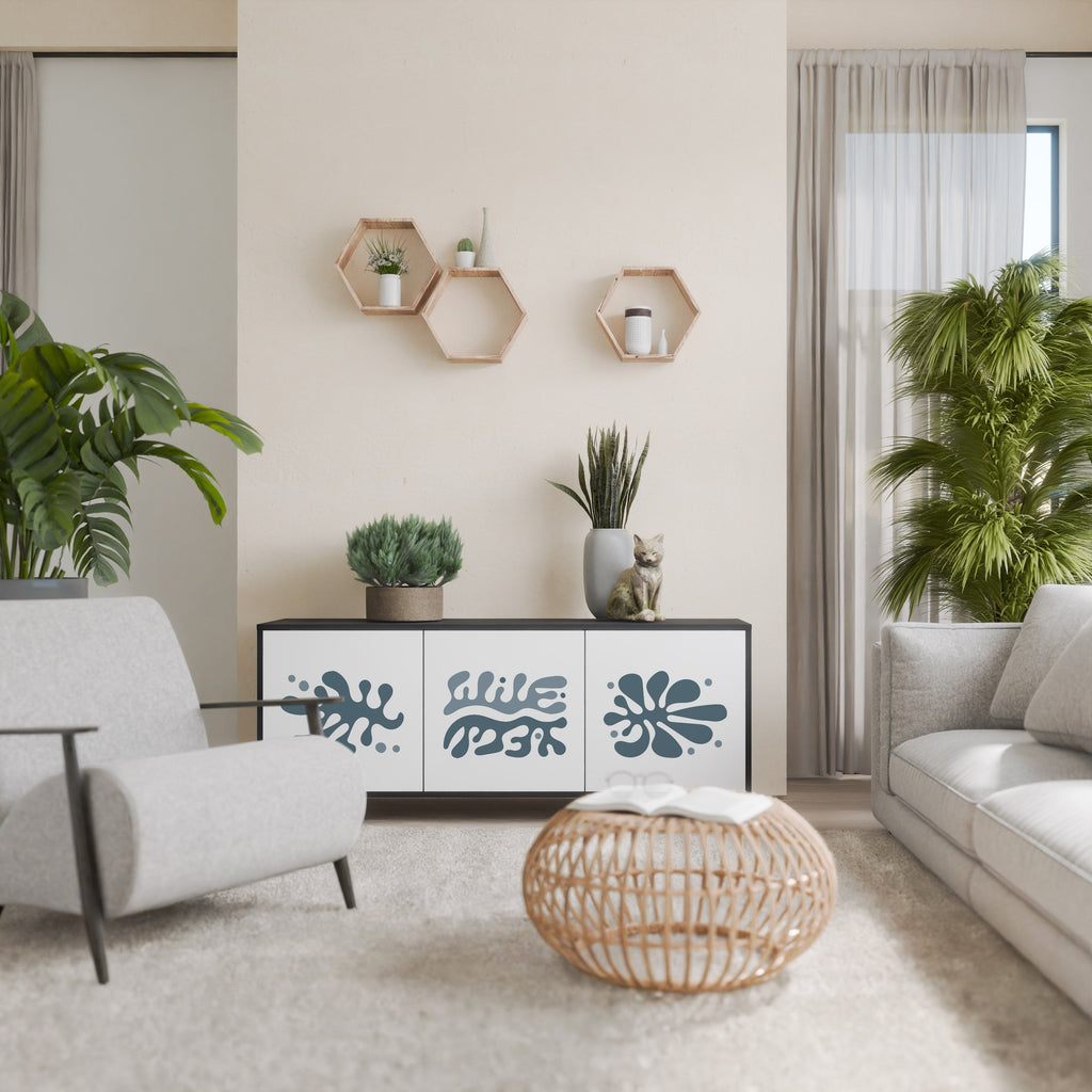 Buffet 3 portes WONDERLAND VEGETATION en finition noire