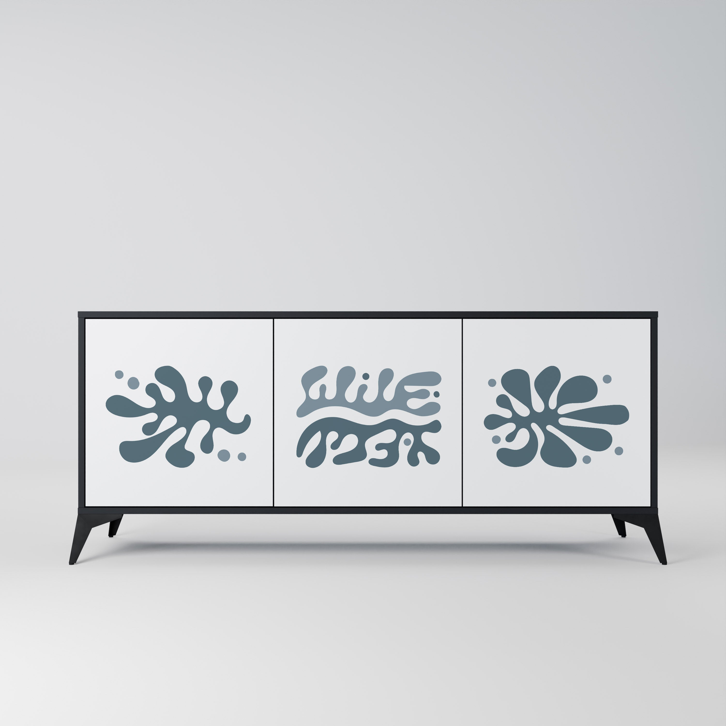 Buffet 3 portes WONDERLAND VEGETATION en finition noire