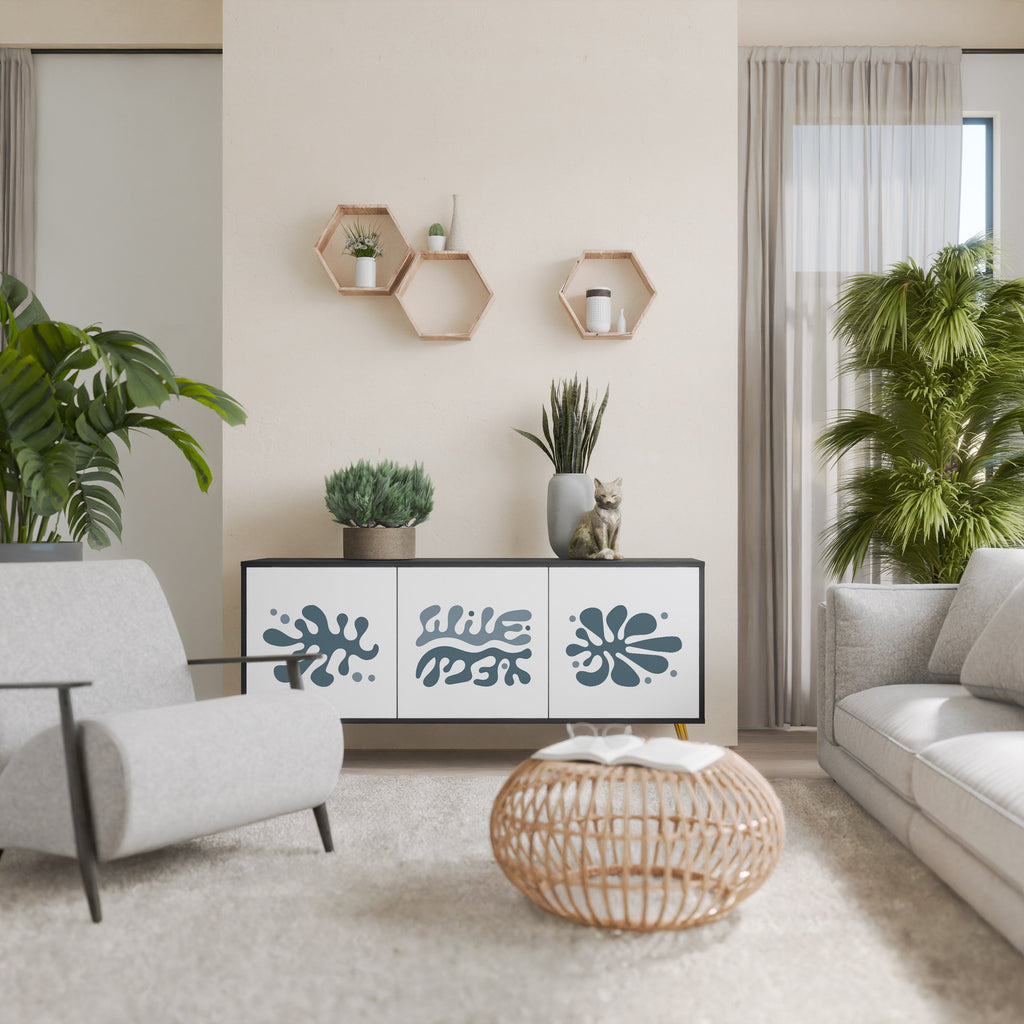 Buffet 3 portes WONDERLAND VEGETATION en finition noire