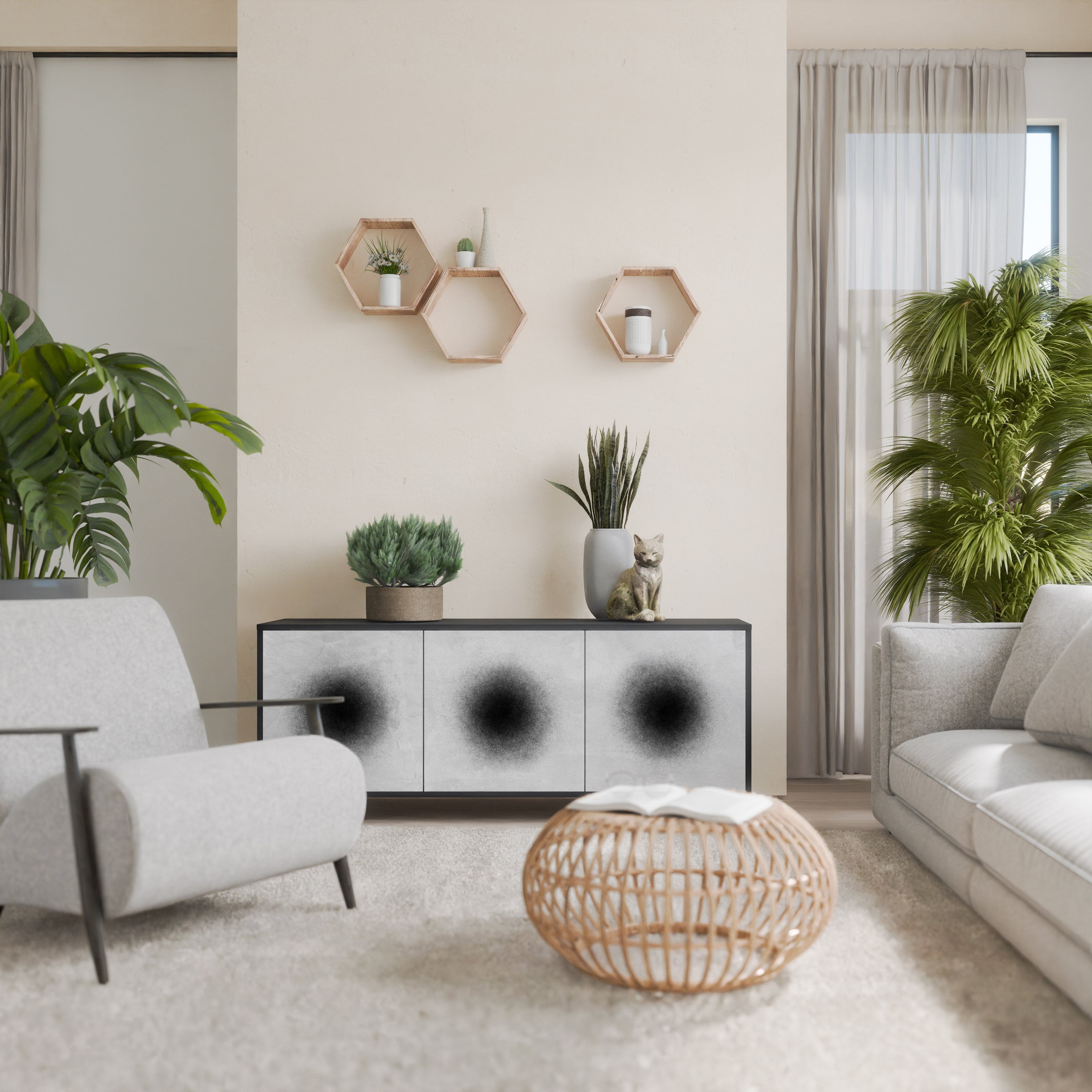 Buffet 3 portes BLACK HOLE finition noire