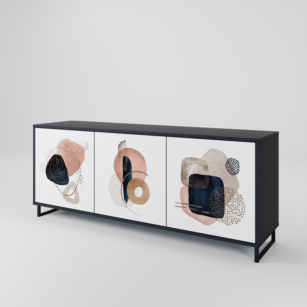 Buffet 3 portes COLORFUL SHAPES en finition noire