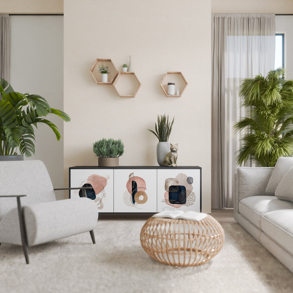 Buffet 3 portes COLORFUL SHAPES en finition noire