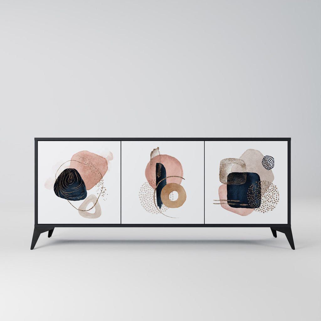 Buffet 3 portes COLORFUL SHAPES en finition noire