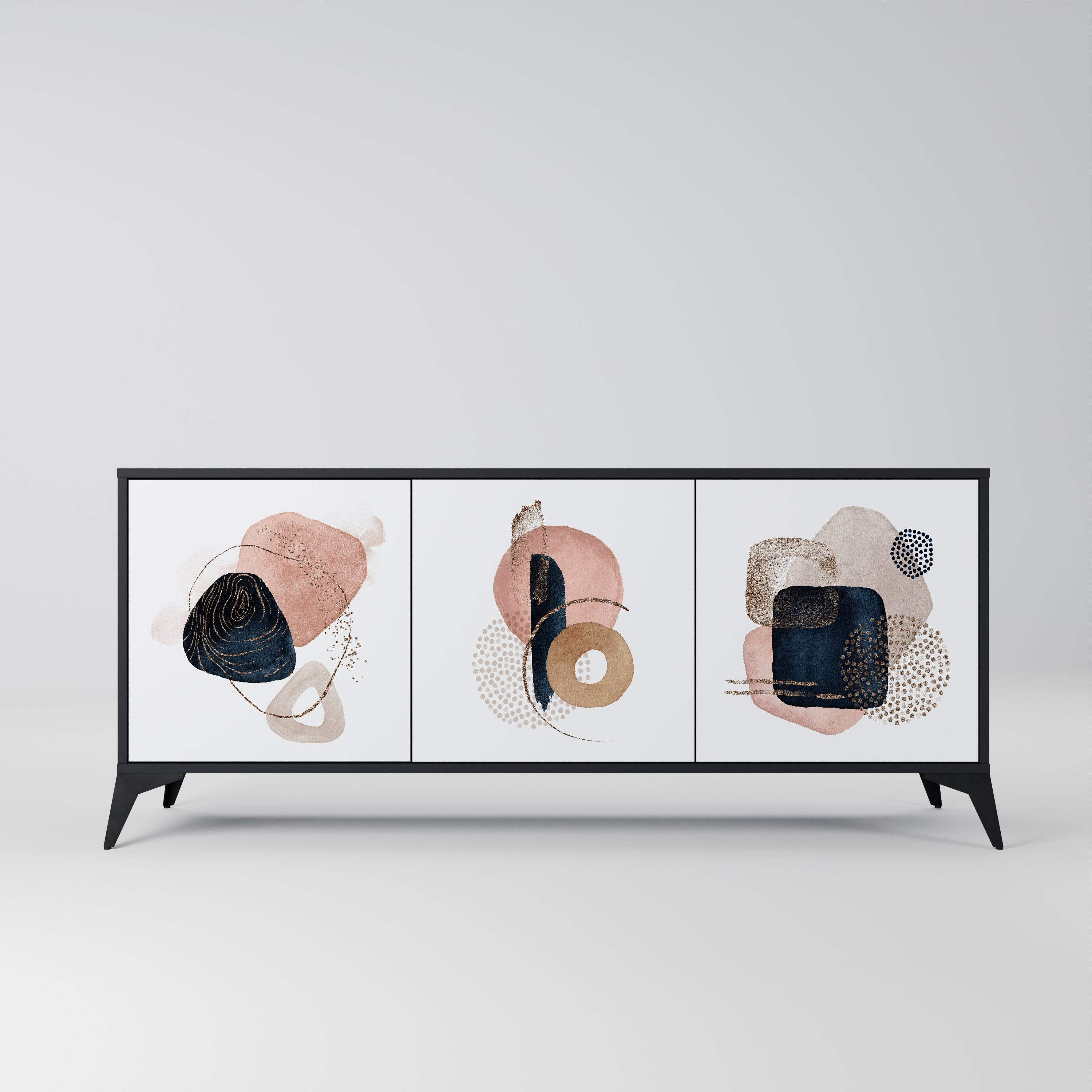 Buffet 3 portes COLORFUL SHAPES en finition noire