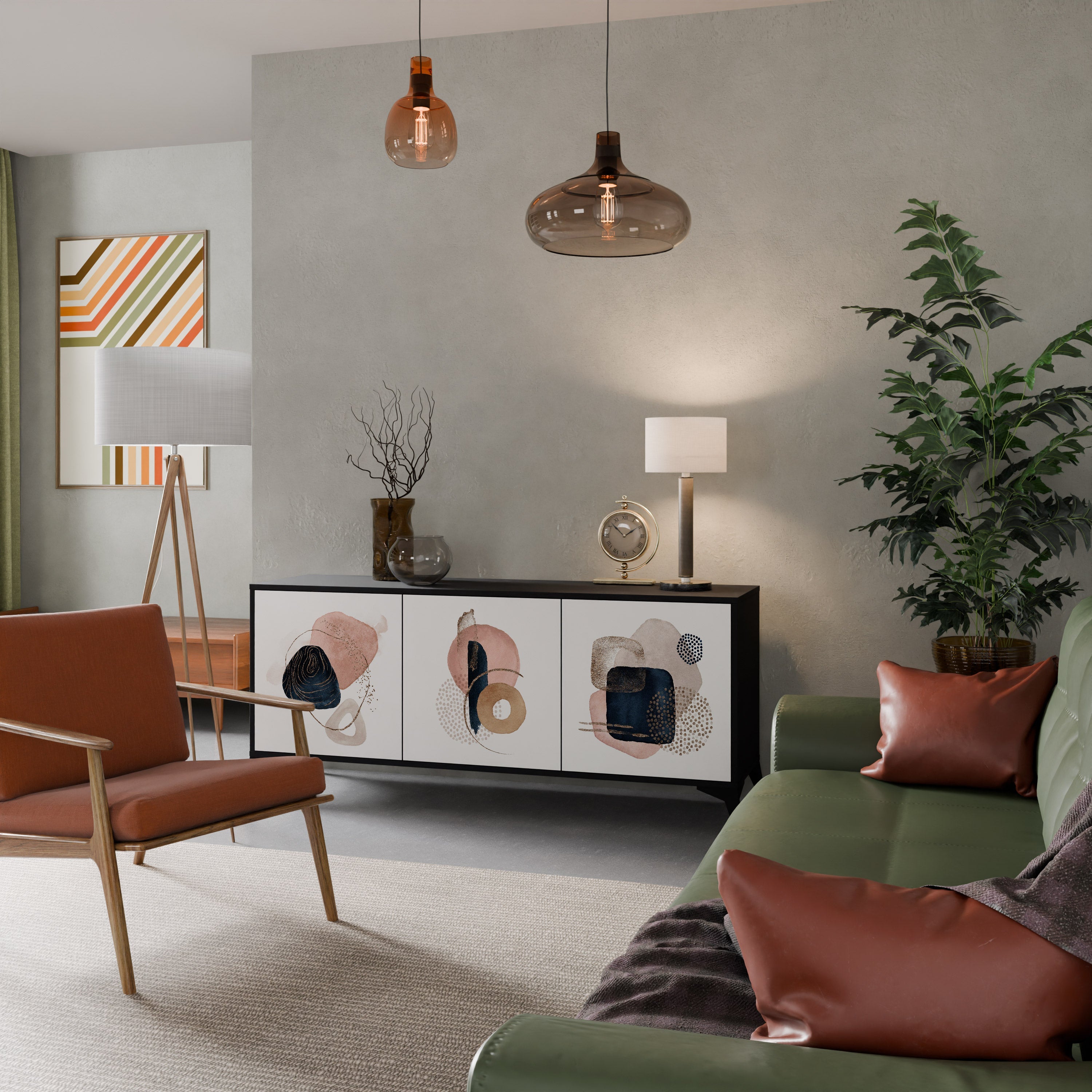 Buffet 3 portes COLORFUL SHAPES en finition noire