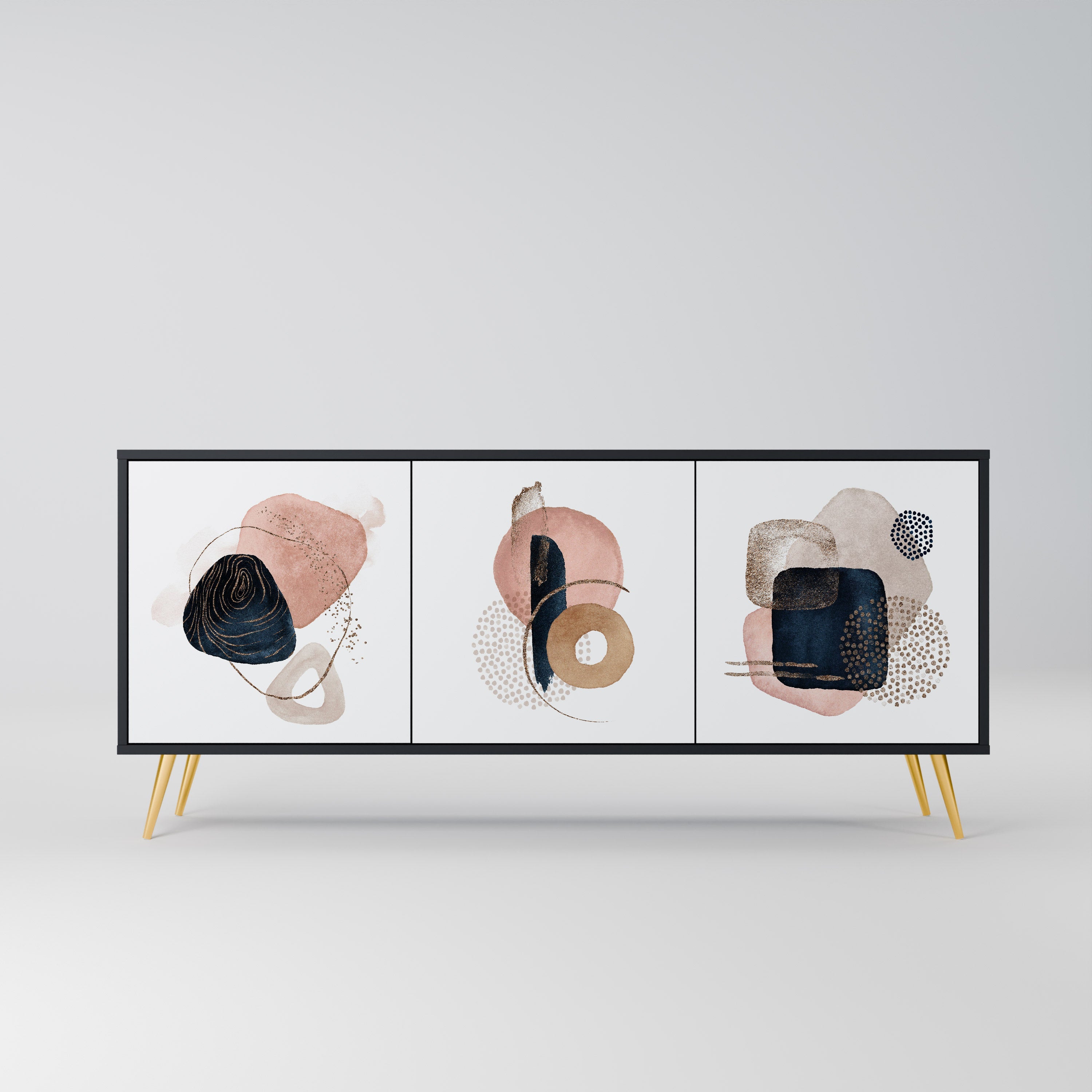 Buffet 3 portes COLORFUL SHAPES en finition noire