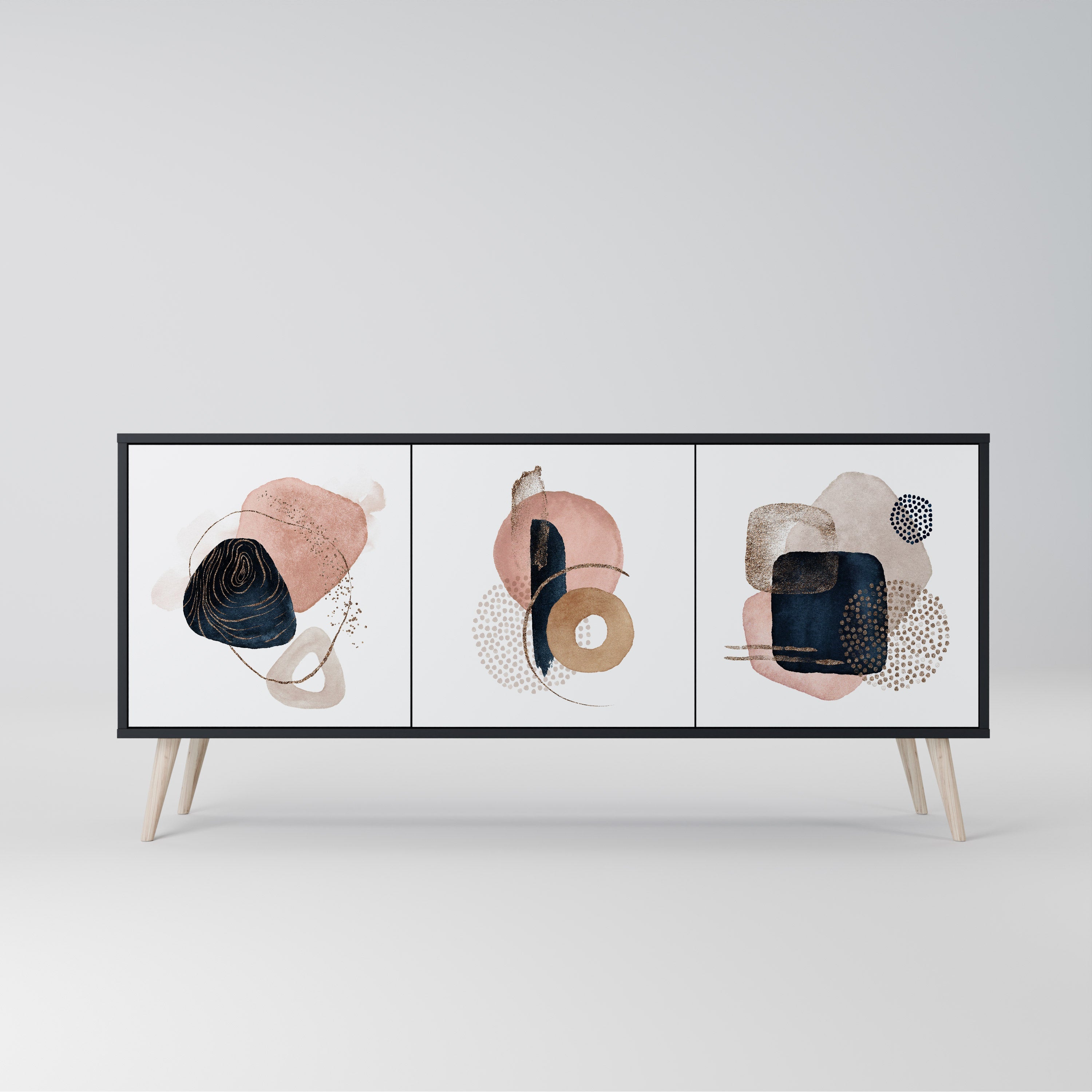 Buffet 3 portes COLORFUL SHAPES en finition noire