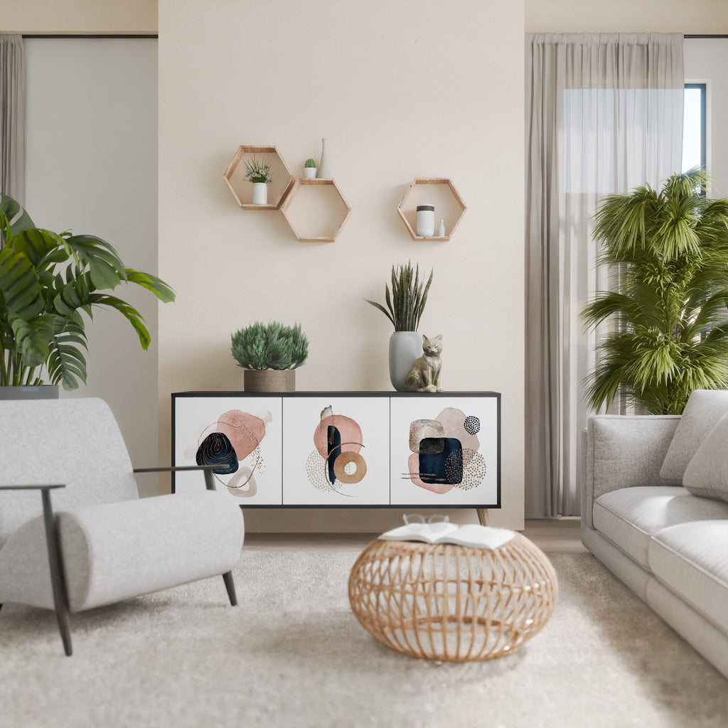 Buffet 3 portes COLORFUL SHAPES en finition noire