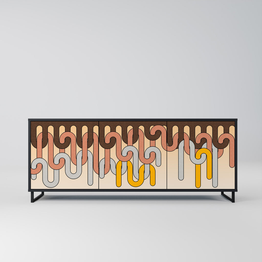 Buffet 3 portes COLORFUL STRINGS en finition noire