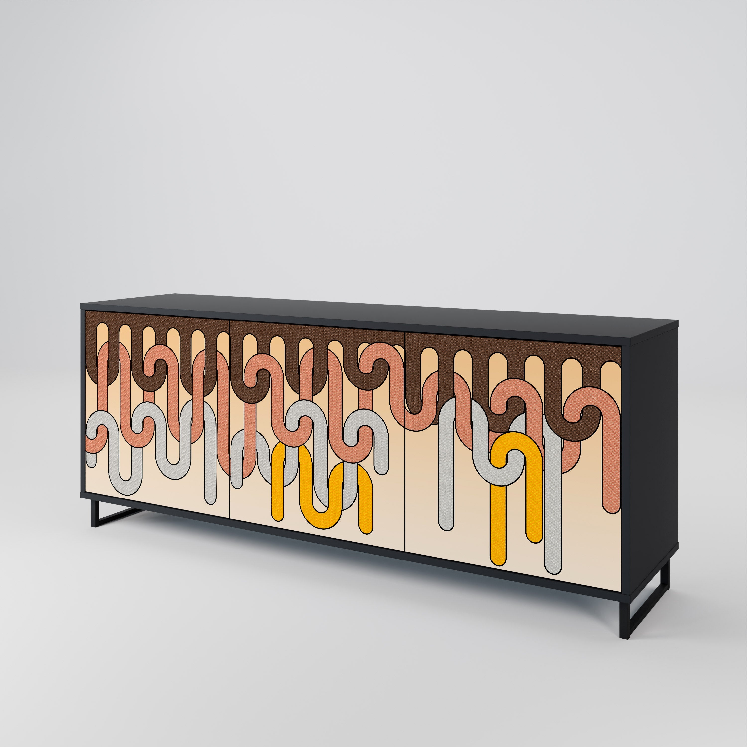 Buffet 3 portes COLORFUL STRINGS en finition noire