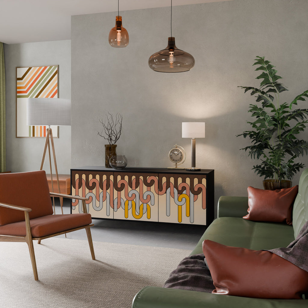 Buffet 3 portes COLORFUL STRINGS en finition noire