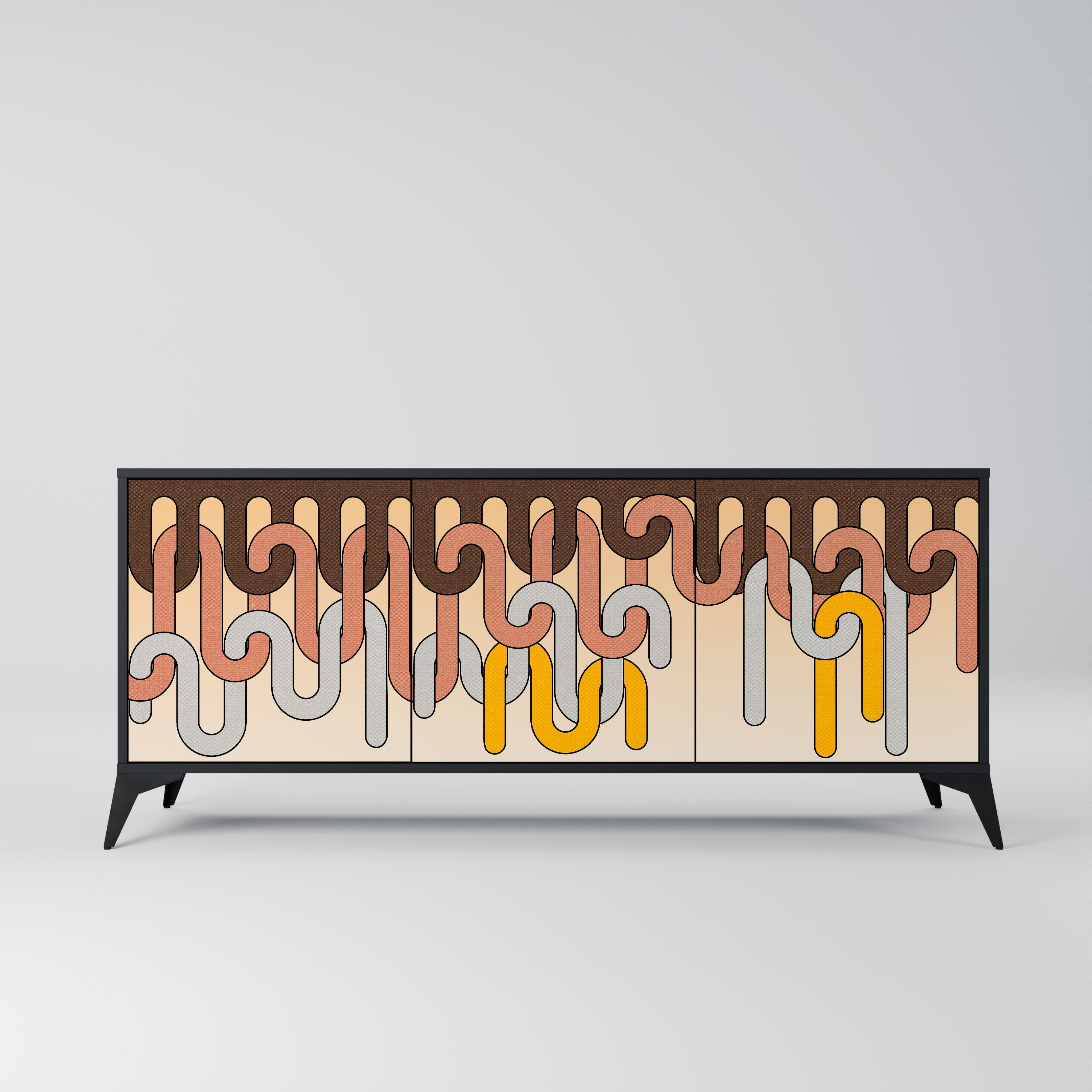 Buffet 3 portes COLORFUL STRINGS en finition noire