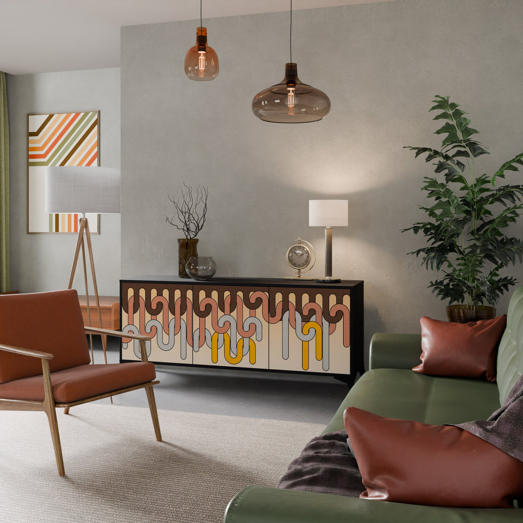 Buffet 3 portes COLORFUL STRINGS en finition noire