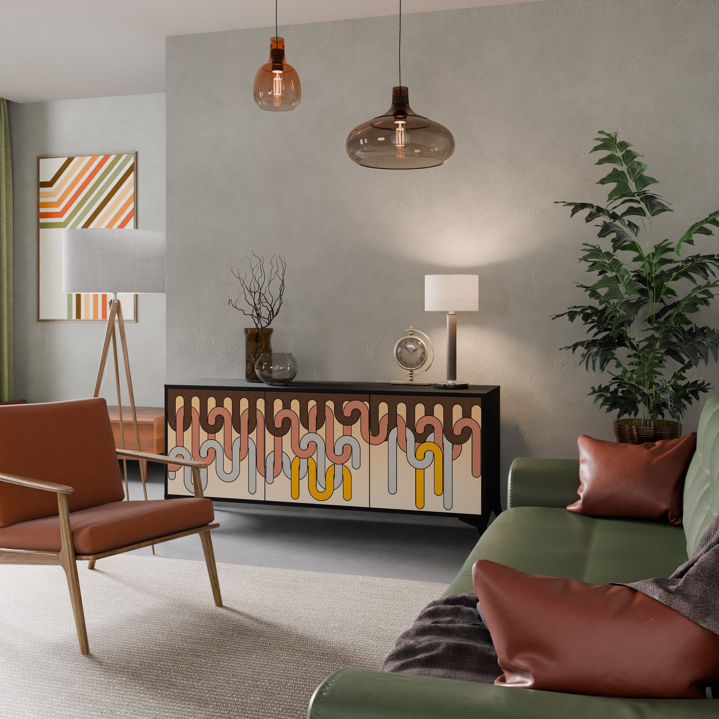 Buffet 3 portes COLORFUL STRINGS en finition noire