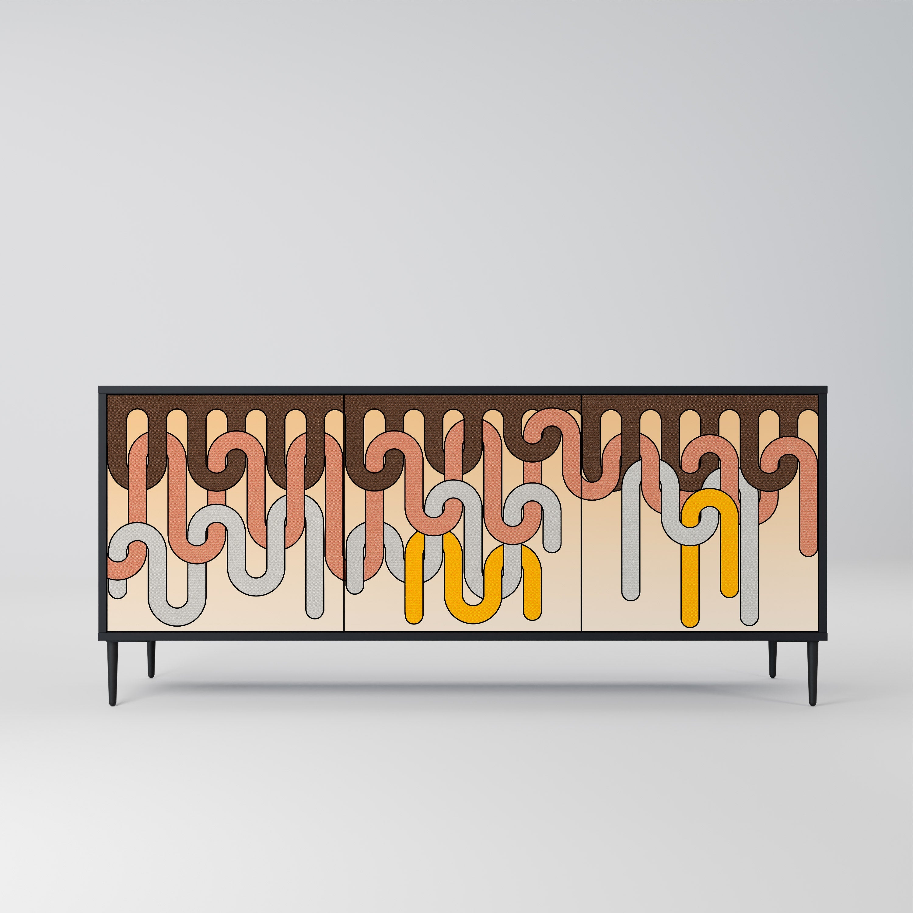 Buffet 3 portes COLORFUL STRINGS en finition noire