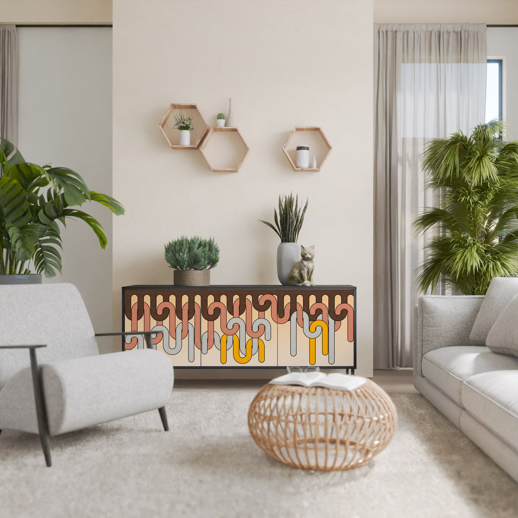 Buffet 3 portes COLORFUL STRINGS en finition noire