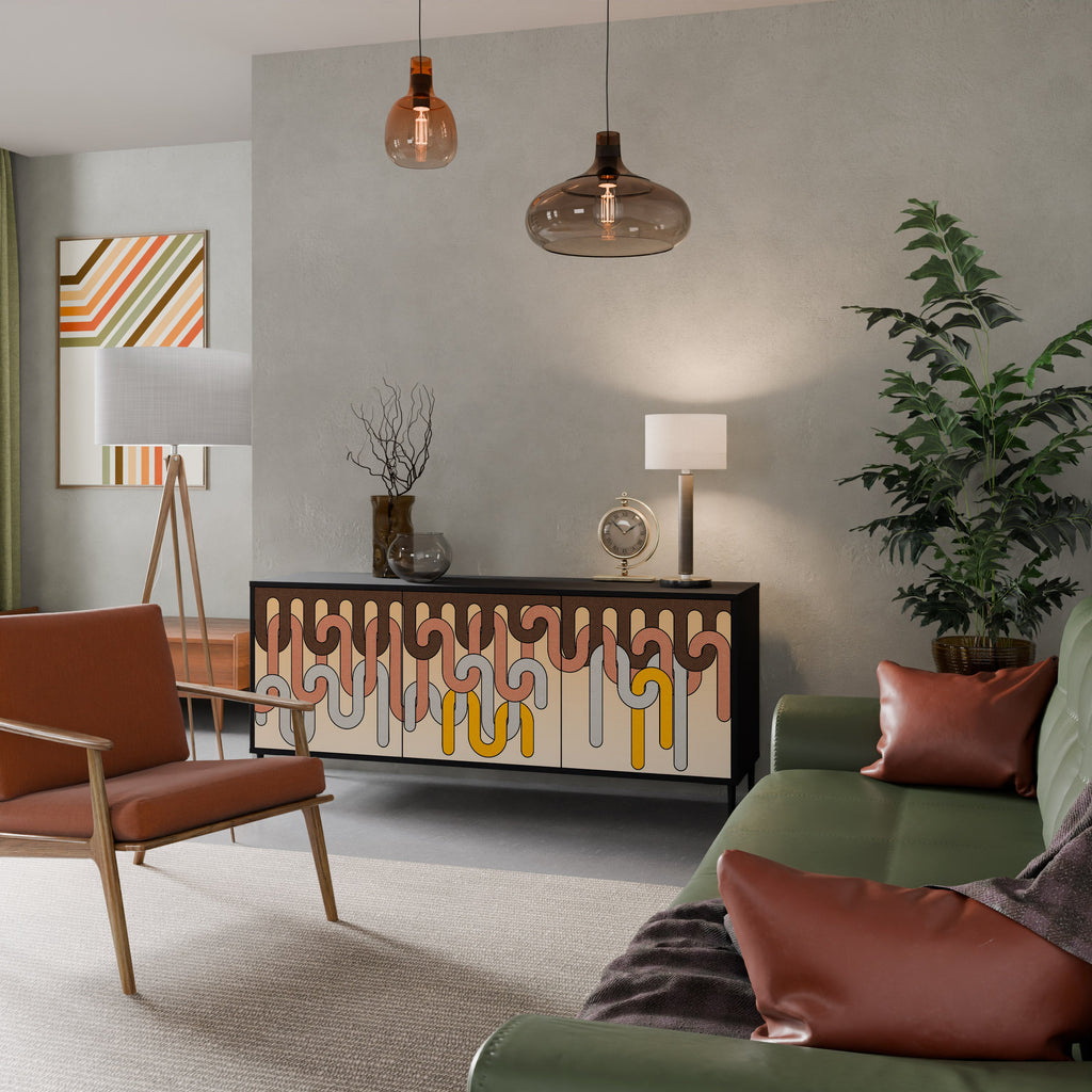 Buffet 3 portes COLORFUL STRINGS en finition noire