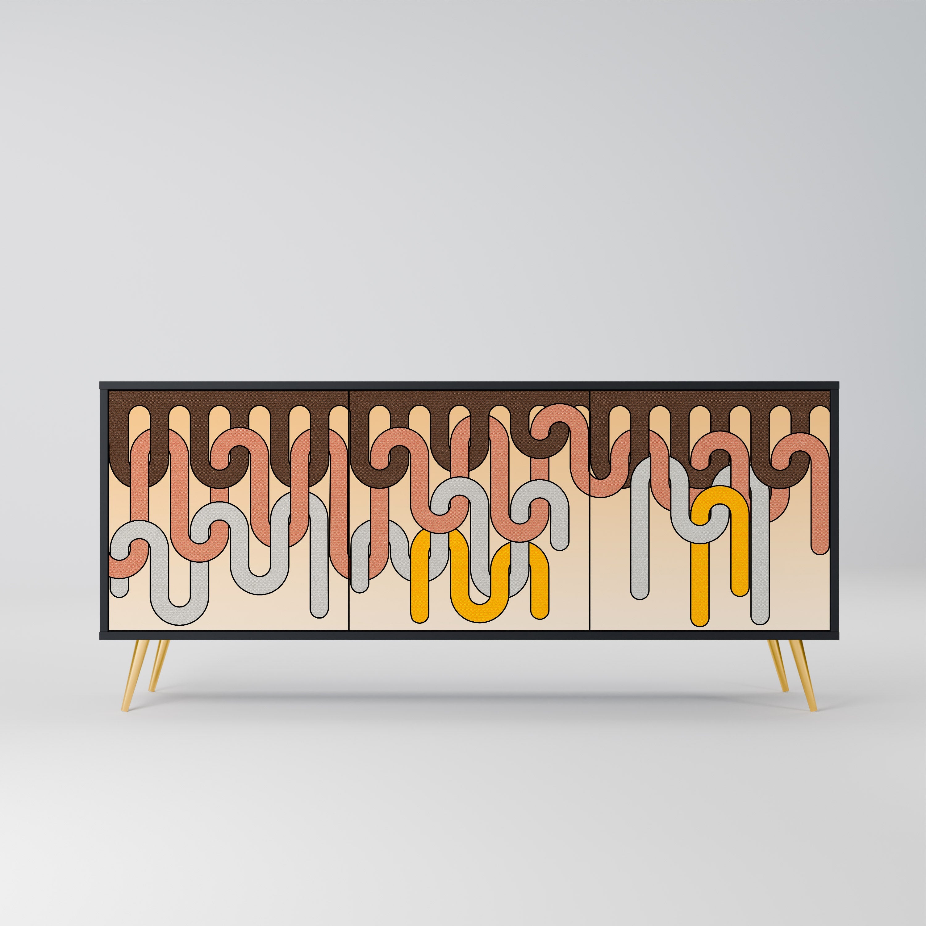 Buffet 3 portes COLORFUL STRINGS en finition noire