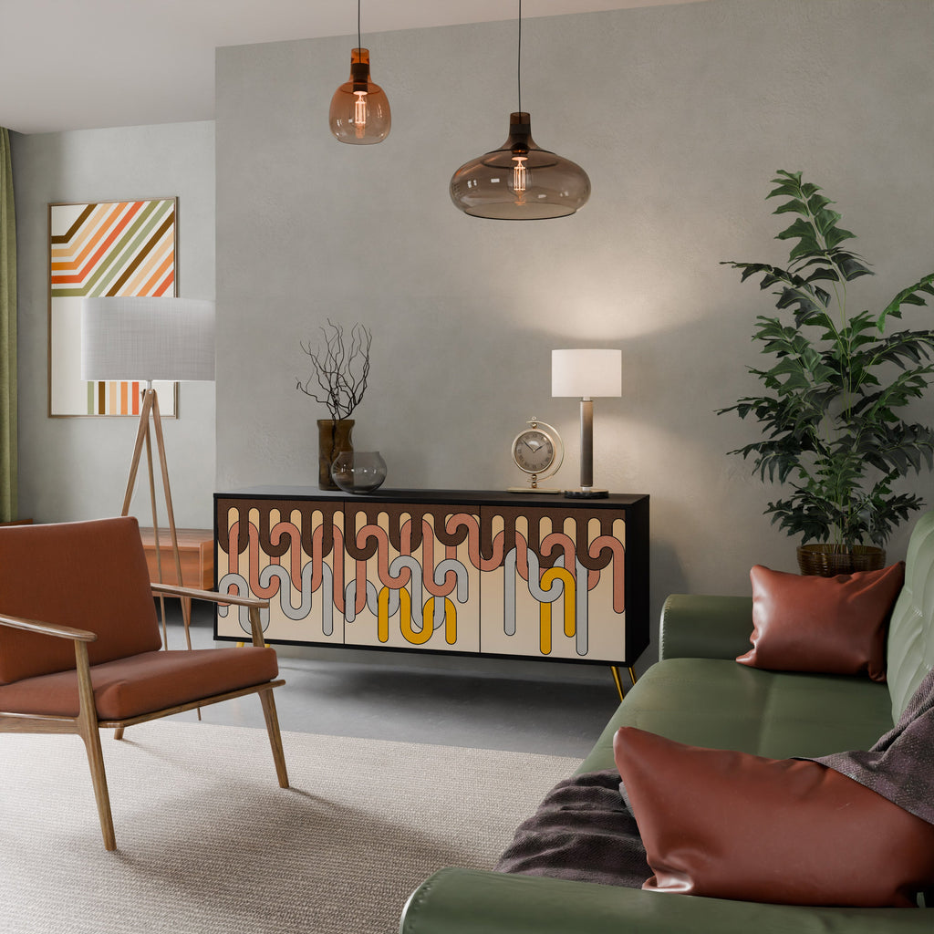 Buffet 3 portes COLORFUL STRINGS en finition noire