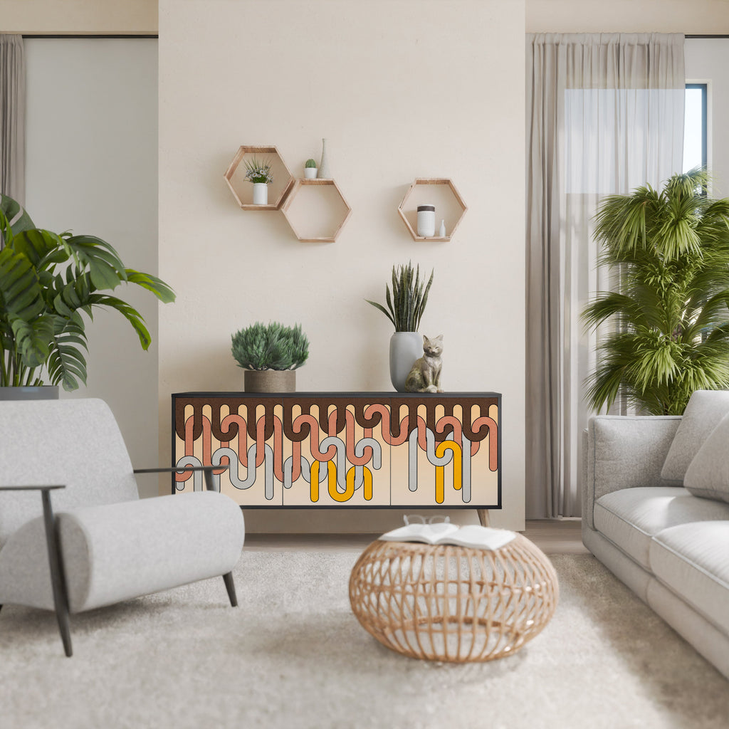 Buffet 3 portes COLORFUL STRINGS en finition noire