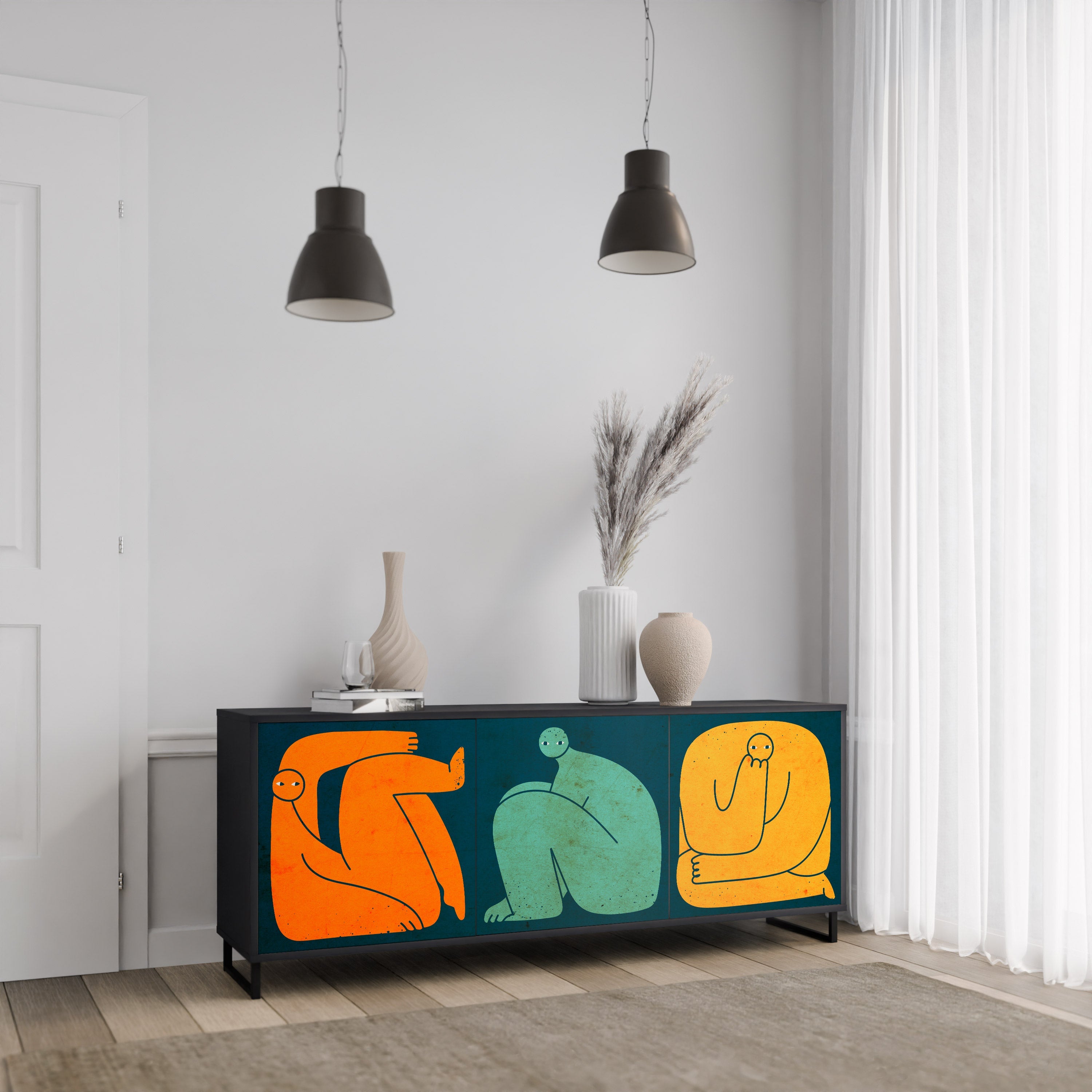 Buffet 3 portes TOGETHER MAIS SÉPARÉMENT en finition noire