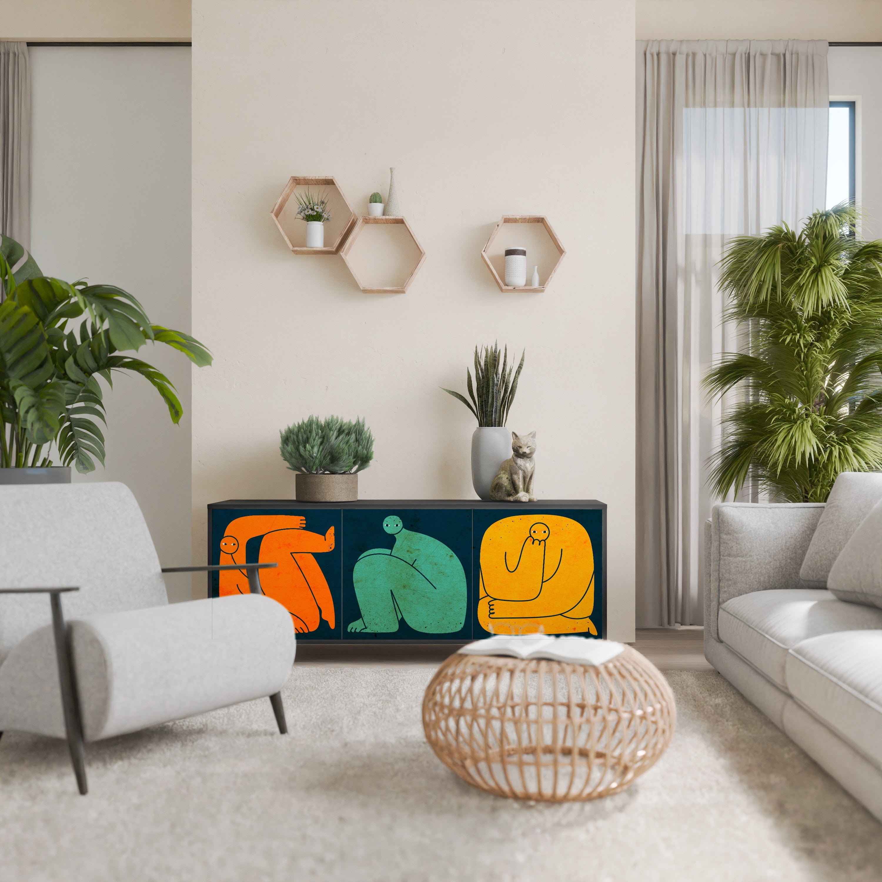 Buffet 3 portes TOGETHER MAIS SÉPARÉMENT en finition noire