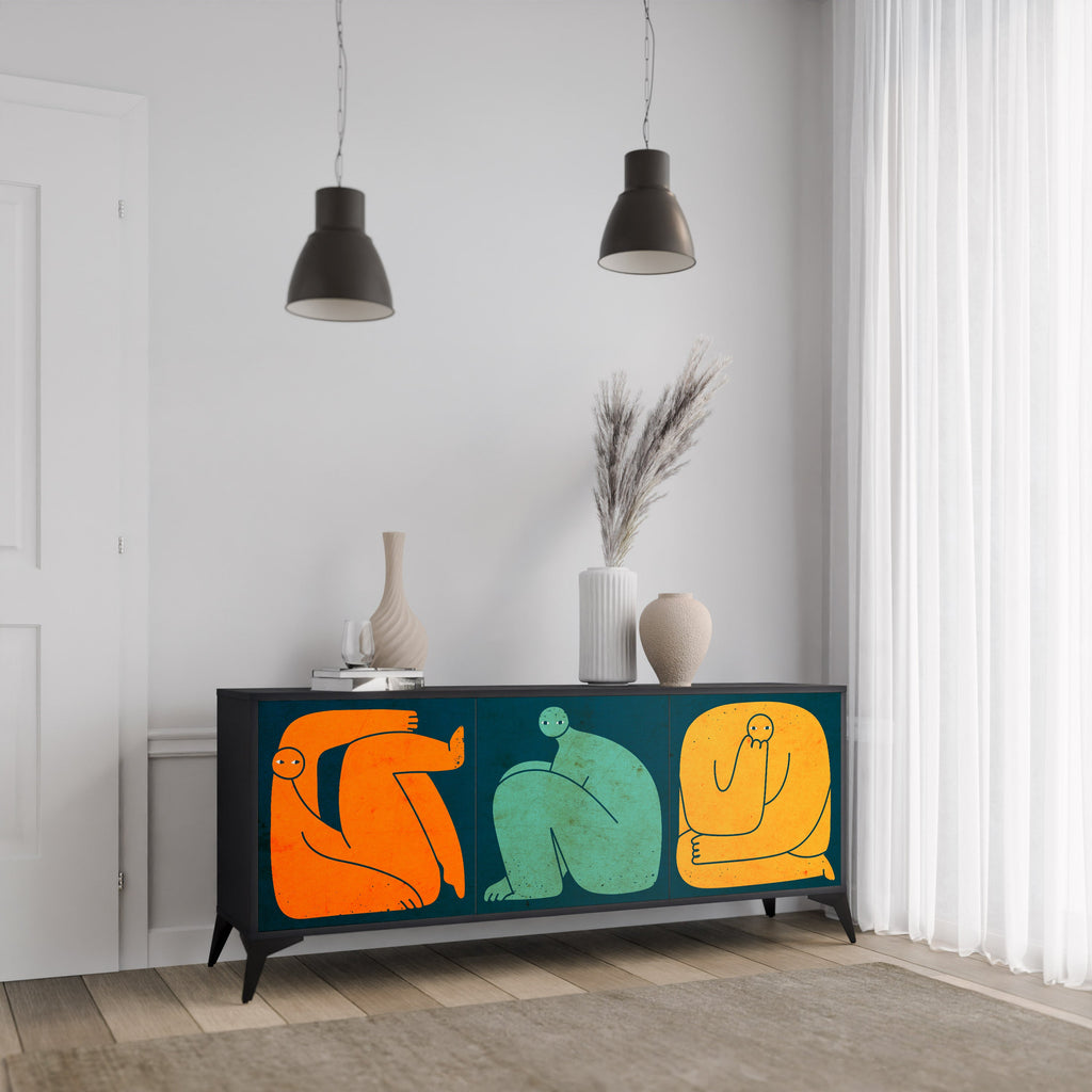 Buffet 3 portes TOGETHER MAIS SÉPARÉMENT en finition noire