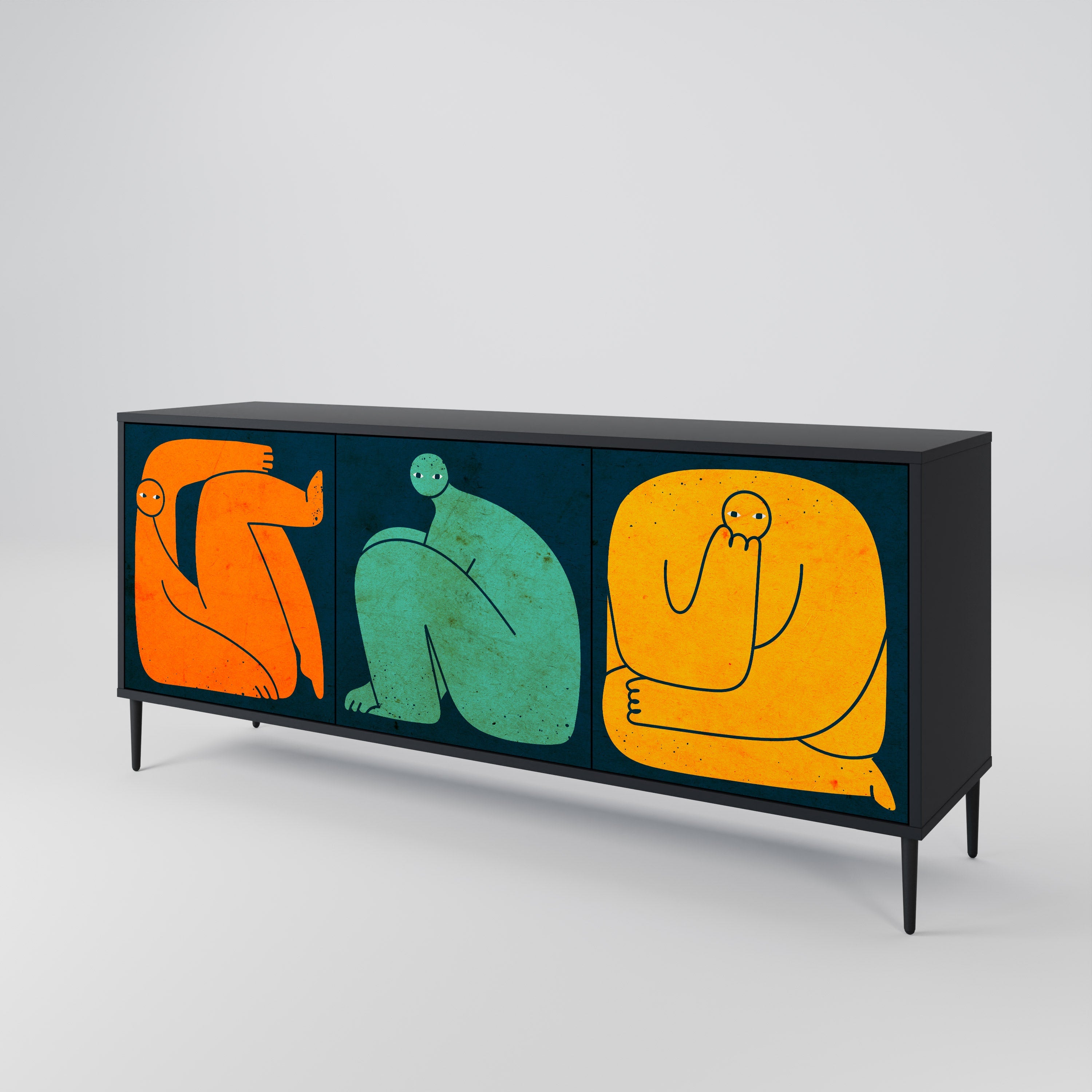 Buffet 3 portes TOGETHER MAIS SÉPARÉMENT en finition noire